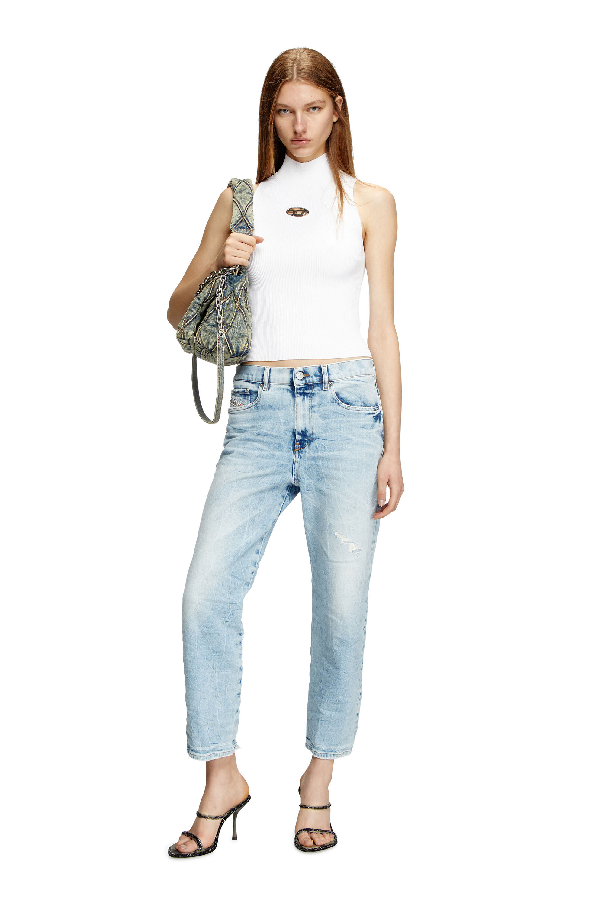 Diesel - M-ONERVAX-TOP, Top à col roulé en maille côtelée Femme in Blanc - 1