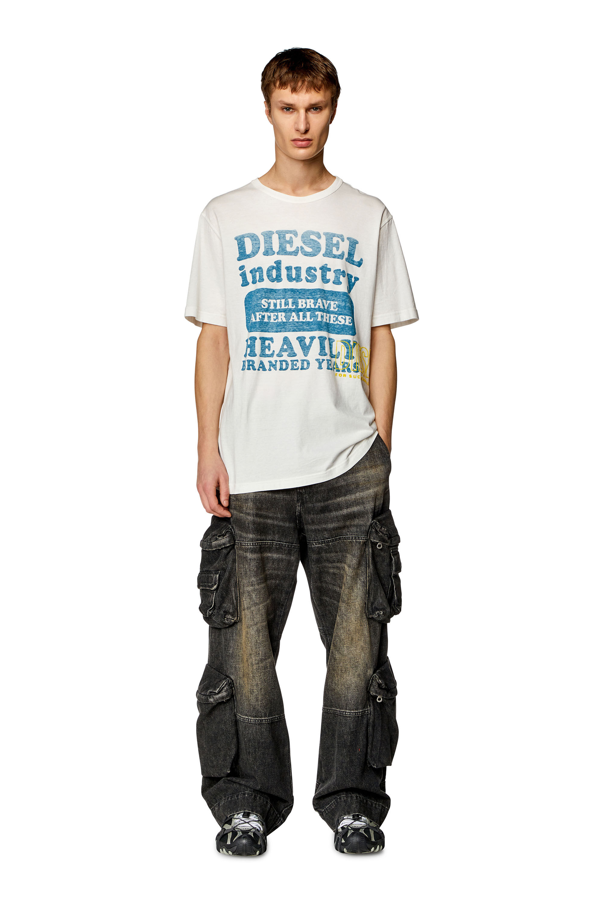 Diesel - T-JUST-N9, Male T-shirt with inside-out logo print in White - Image 1