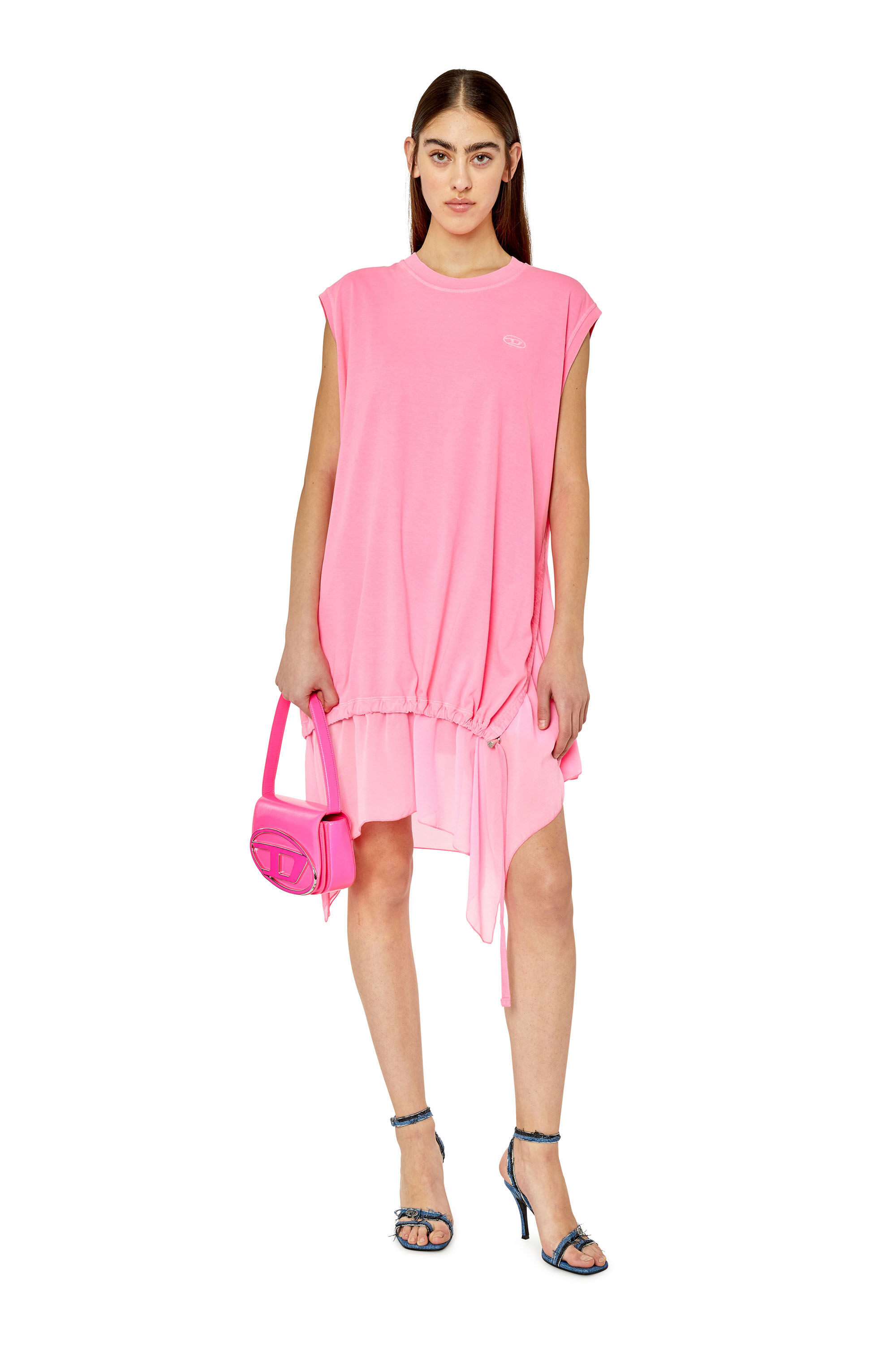 D ROLLETTY Femme Robe T shirt avec ourlet Georgette Diesel