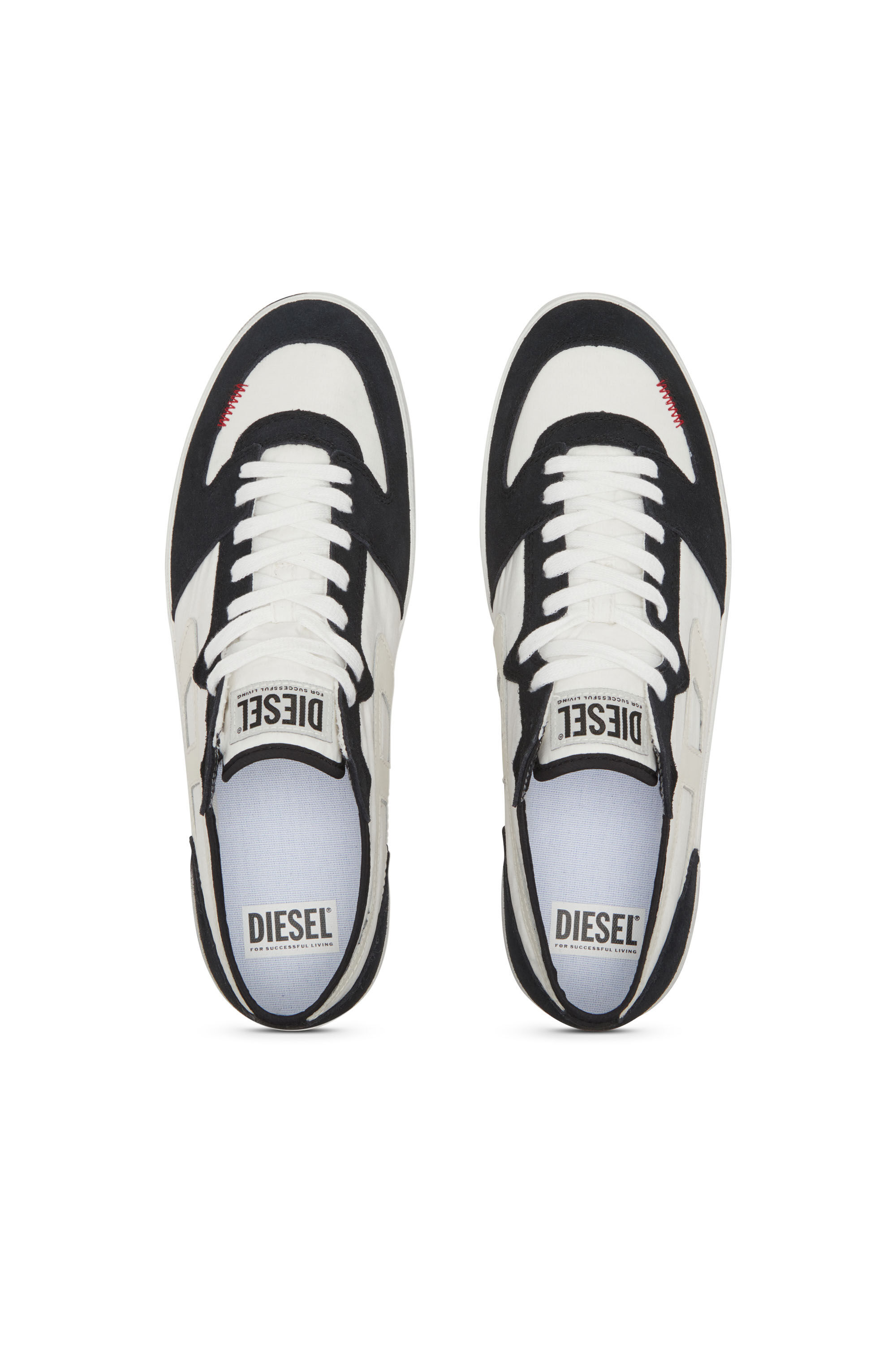 Diesel - S-LEROJI D-1 LOW, Male's S-Leroji D-Sneakers in padded ripstop and suede in Black/White - 6