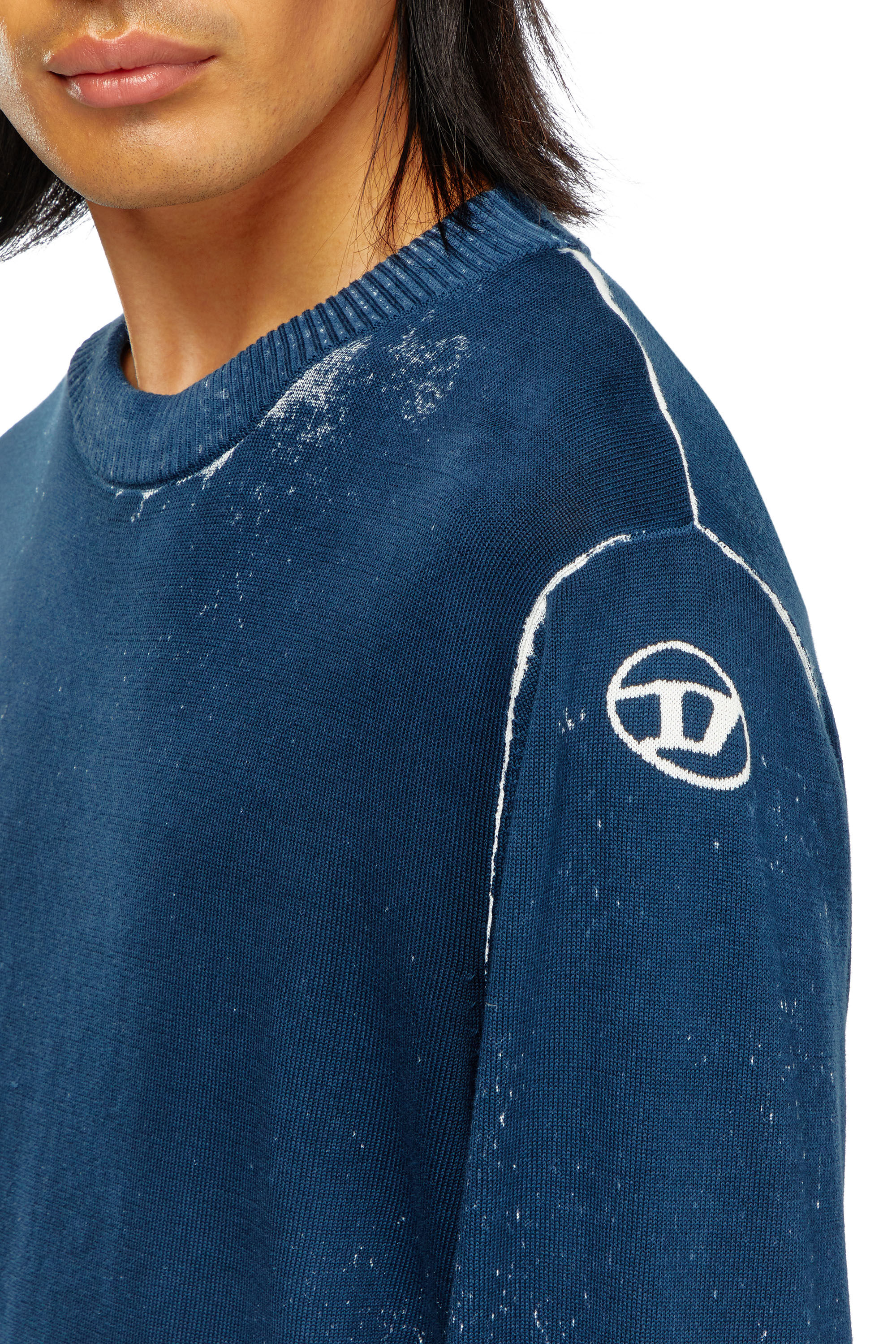Men s Reverse print cotton jumper Blue Diesel