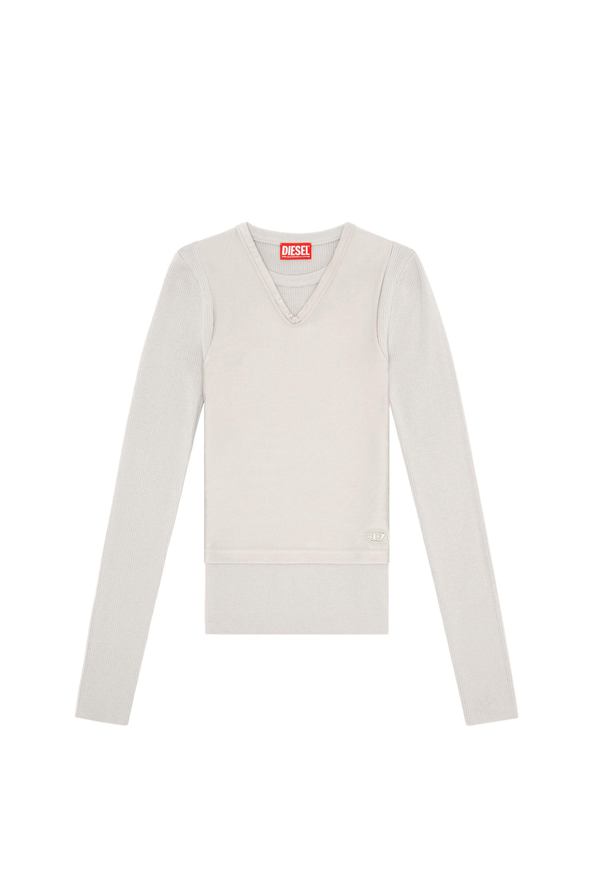 Diesel - M-ROSEL, Top en maille de laine avec superposition débardeur Femme in Gris - 2