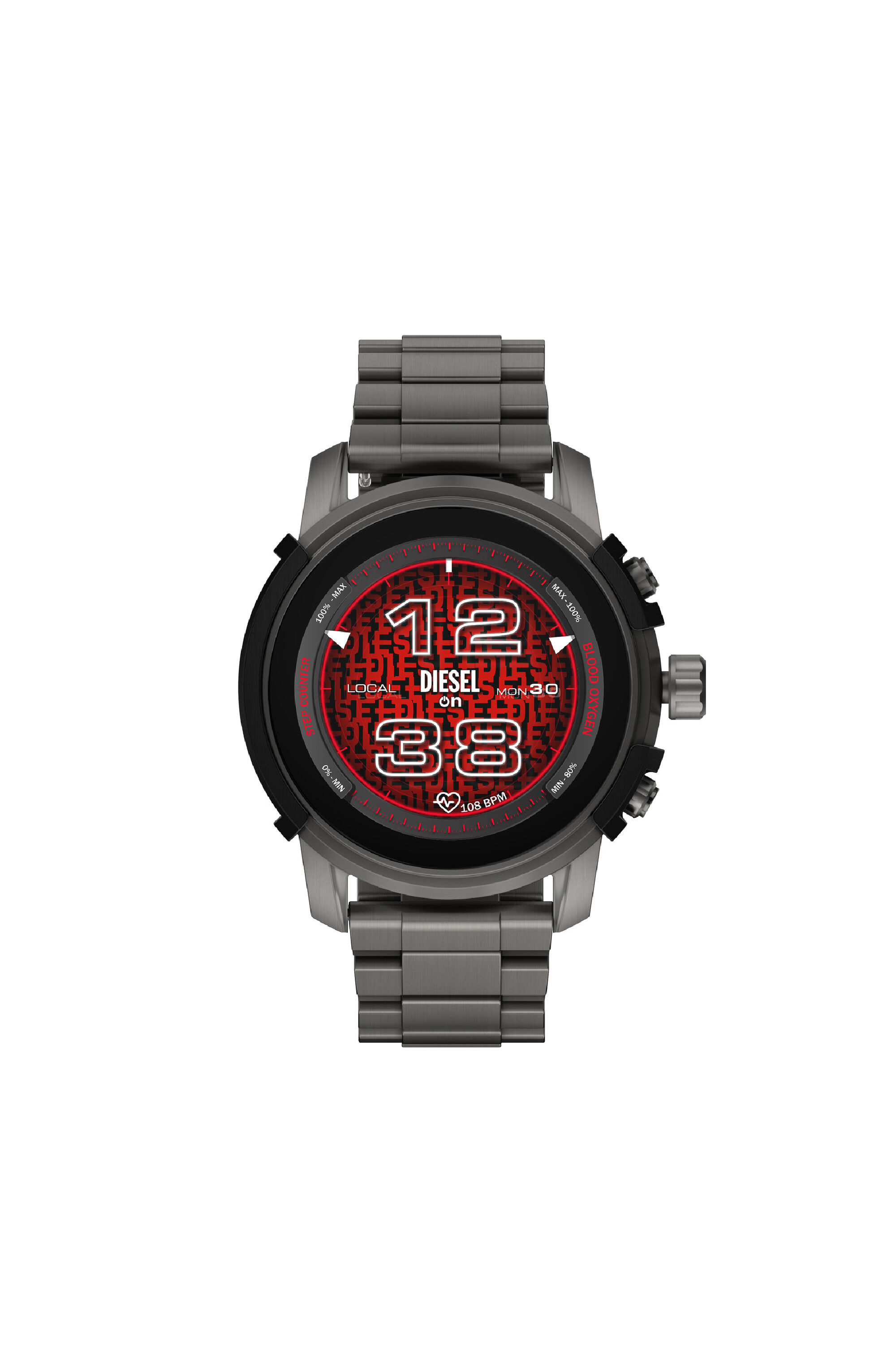 Men s Griffed stainless steel smartwatch Grey Diesel