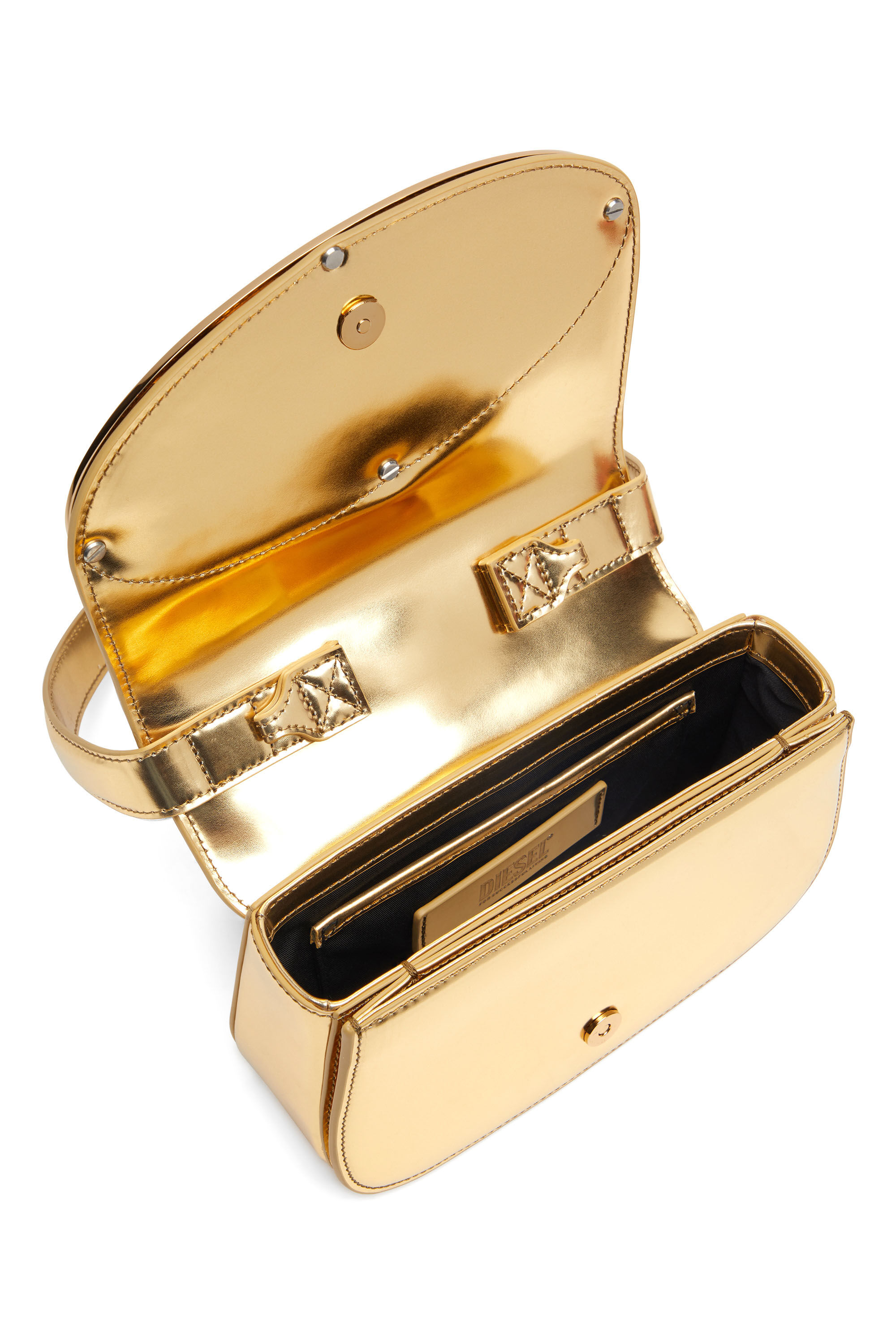 Women s 1DR Iconic shoulder bag in mirrored leather Gold Diesel