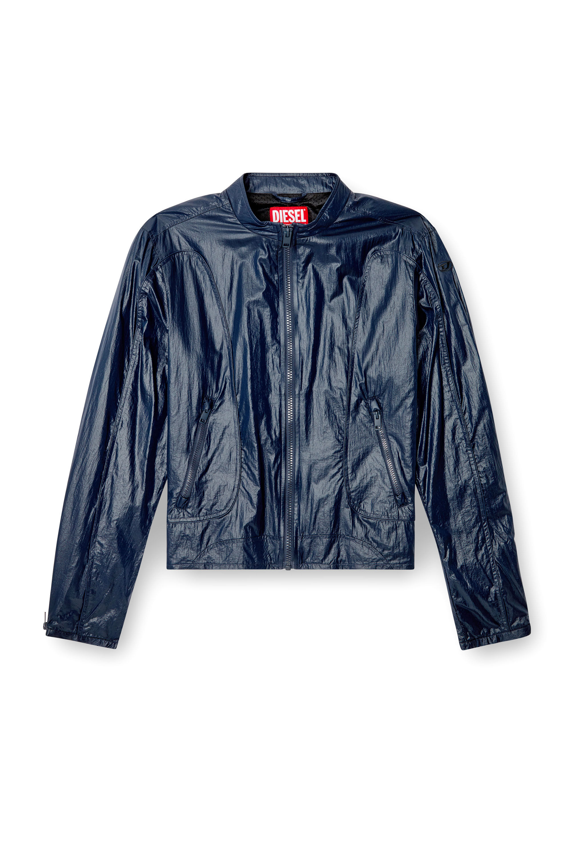 Diesel - J-CLAYS, Veste biker en ripstop brillant Homme in Bleu - 2