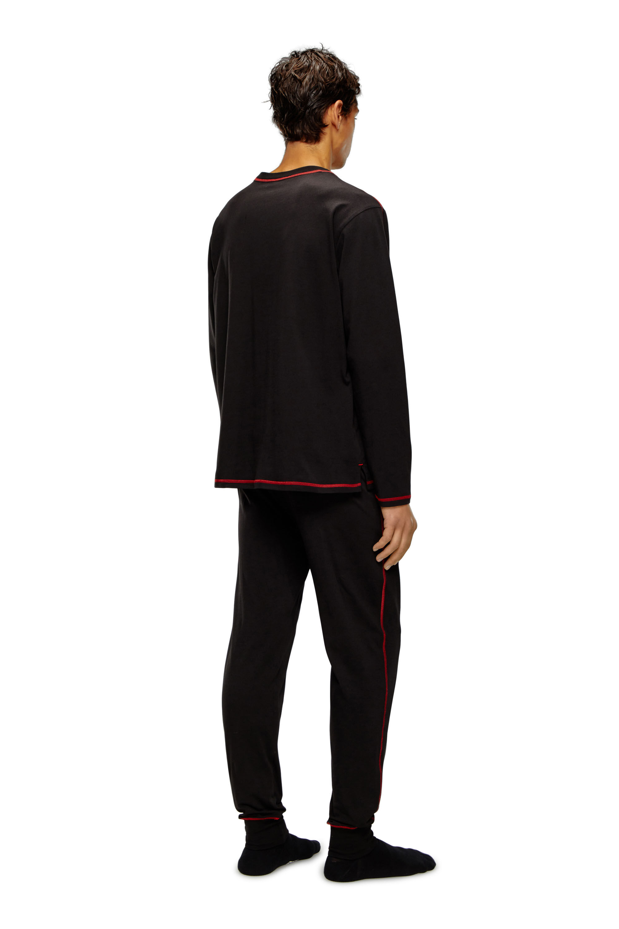Diesel - UMSET-WILLONG, Male's Long pyjamas with contrast stitching in Black - 1
