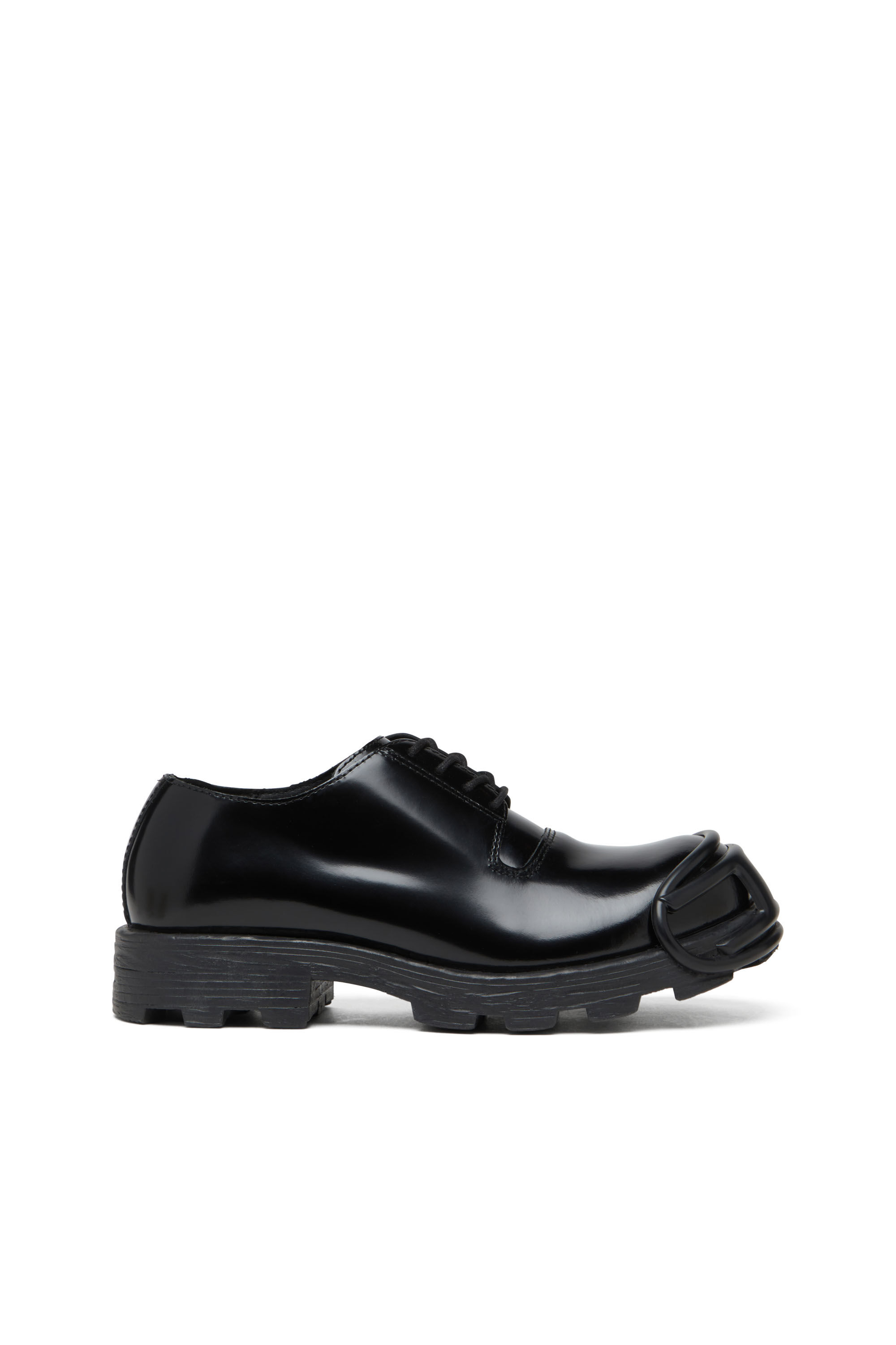 Diesel - D-HAMMER SO D, Male's D-Hammer-Leather lace-up shoes with oval D toe cap in Opaque Black - 1