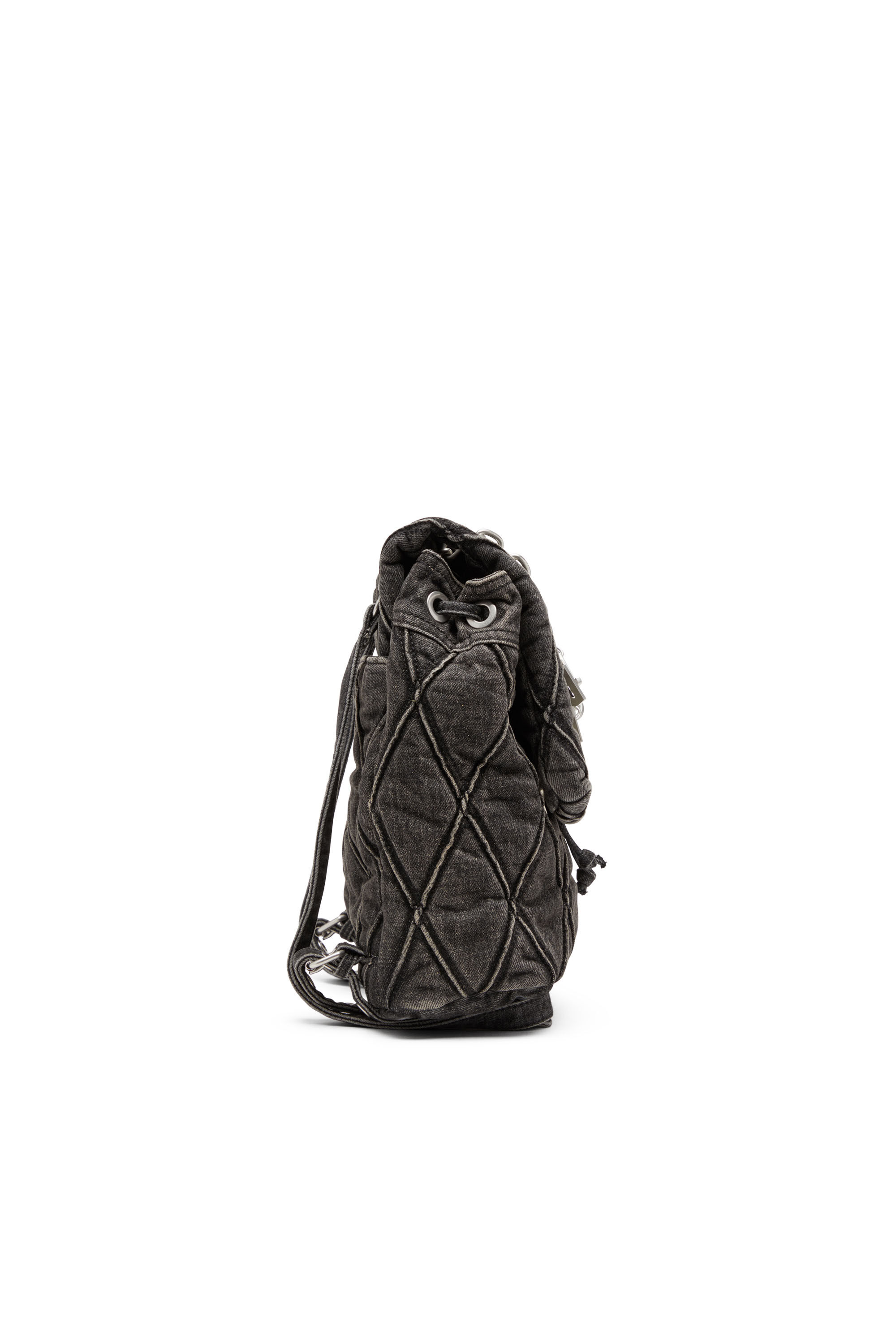Diesel - CHARM-D BACKPACK S, Charm-D S-Sac à dos en denim matelassé Argyle Femme in Noir - 4