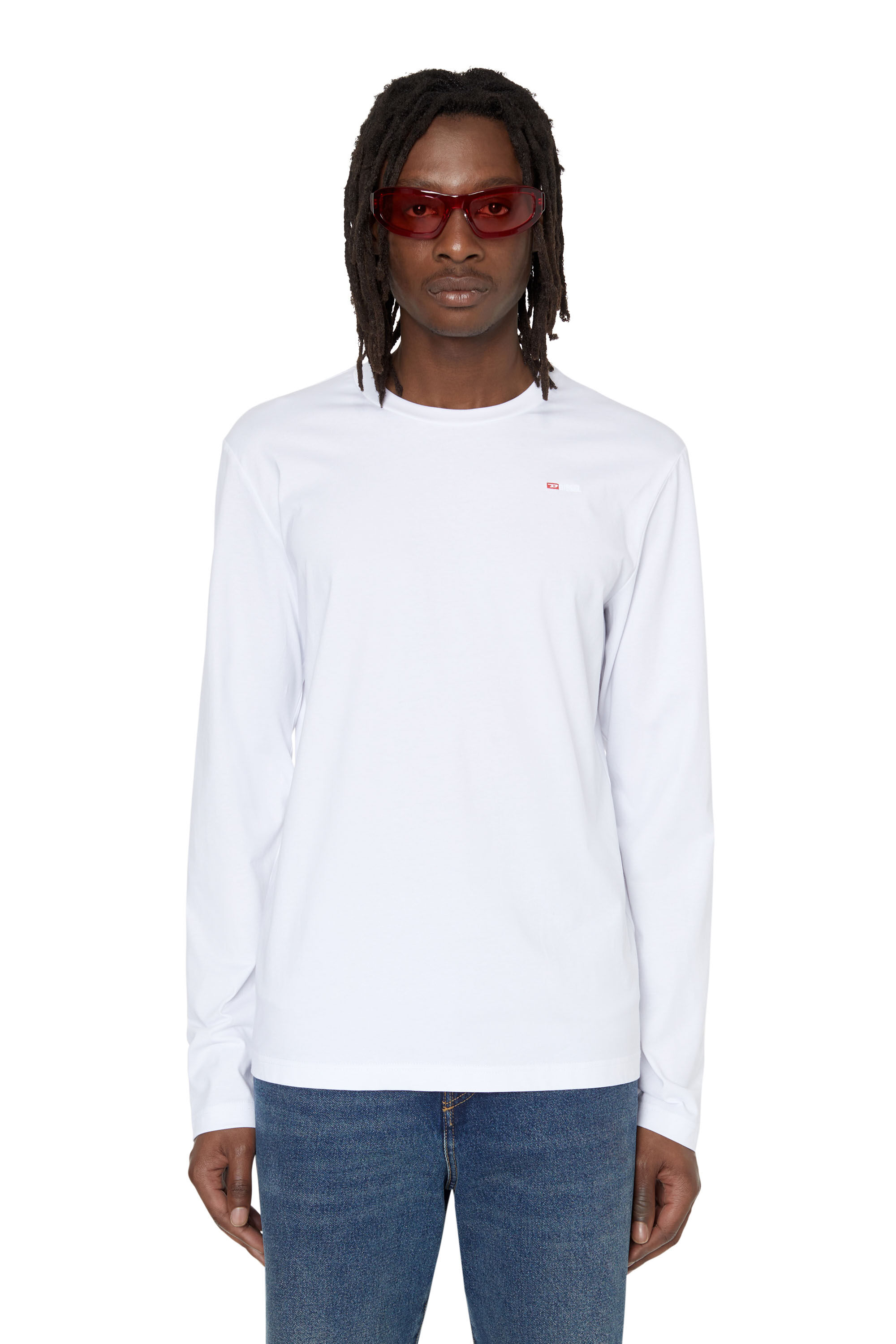 Diesel - T-DIEGOR-LS-MICRODIV, Male's Long-sleeve T-shirt with micro logo in White - 3