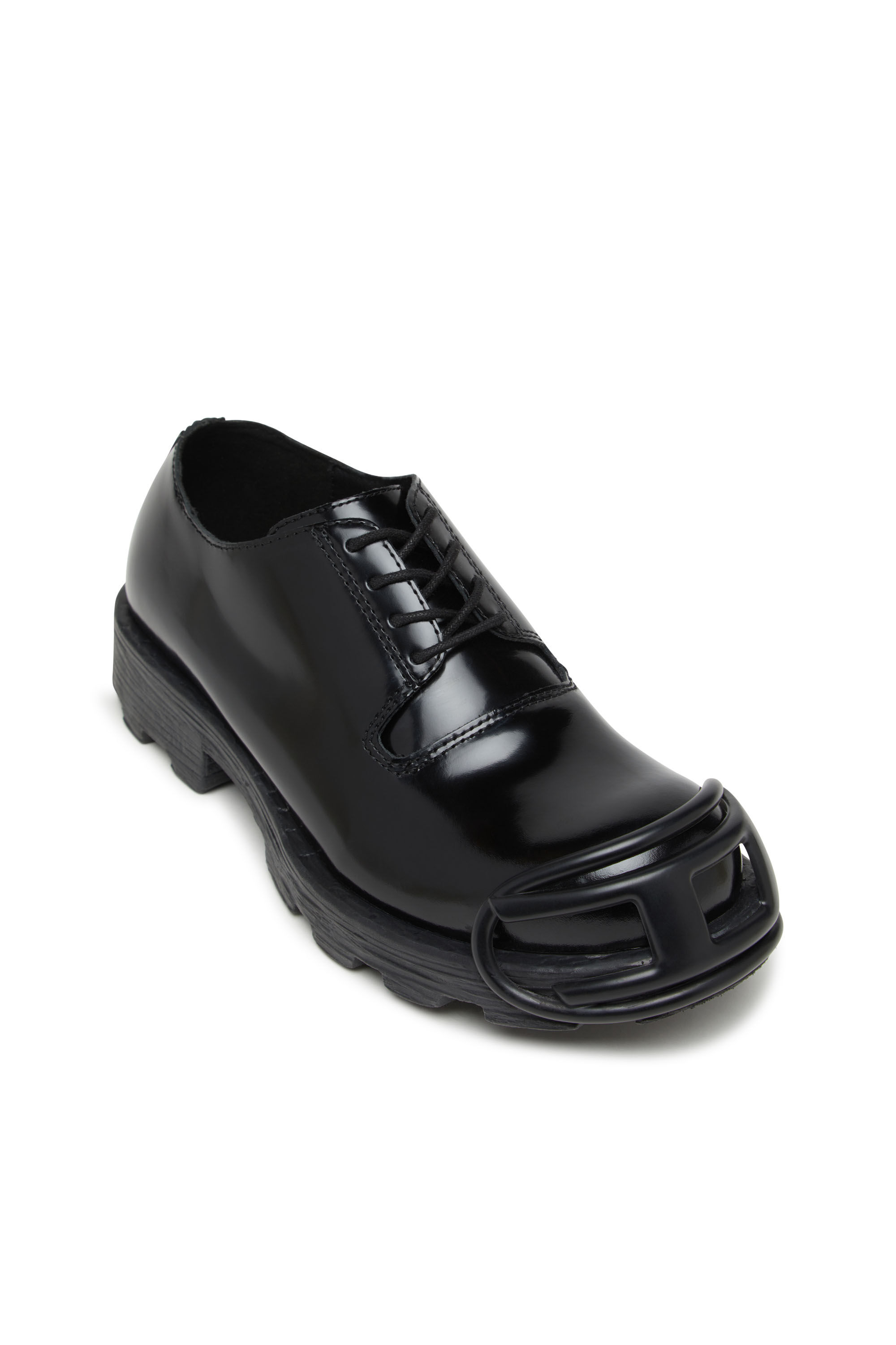 Diesel - D-HAMMER SO D, Male's D-Hammer-Leather lace-up shoes with oval D toe cap in Opaque Black - 6