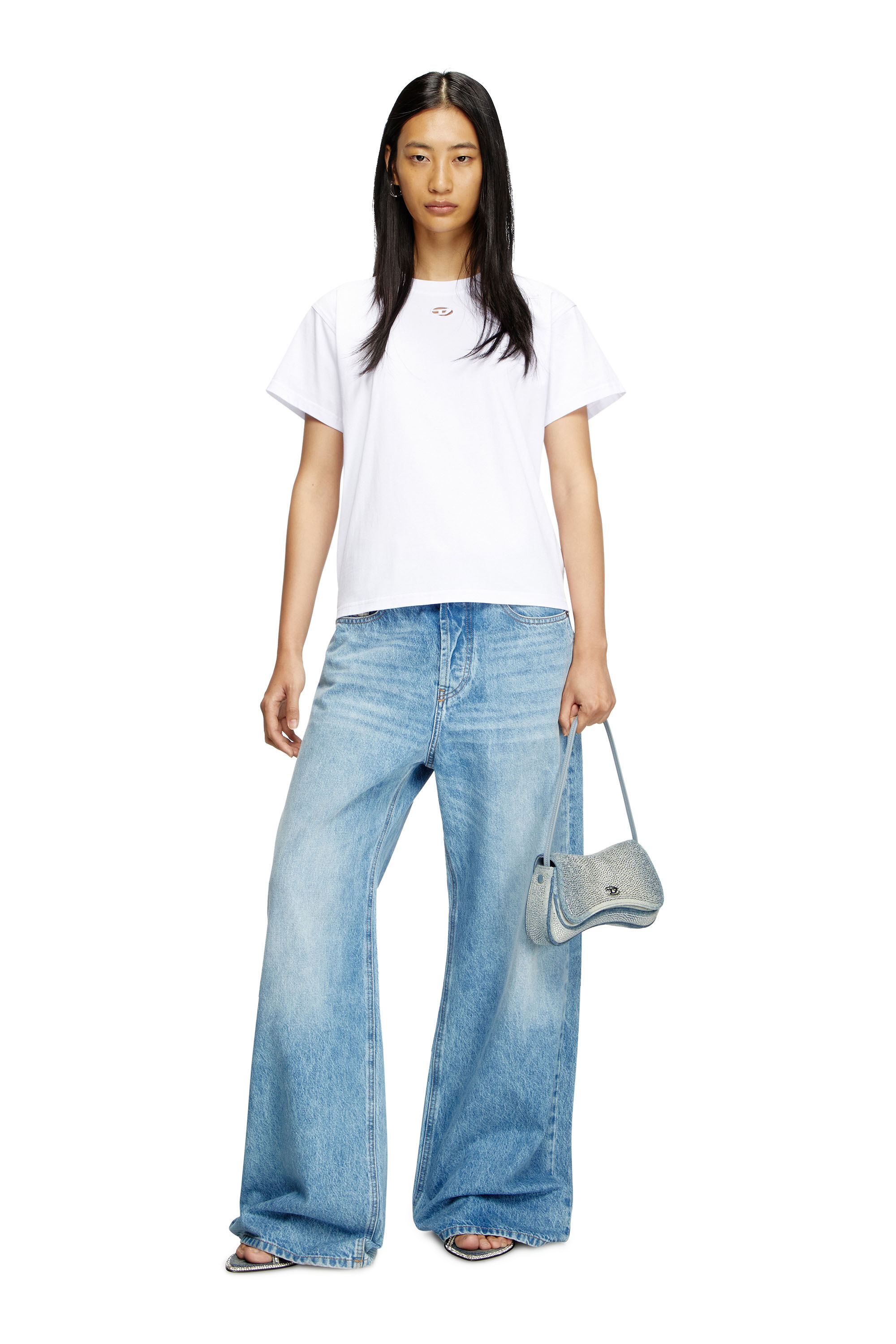 Diesel - T-MAREY, Female's T-shirt with small Oval D in White - 1