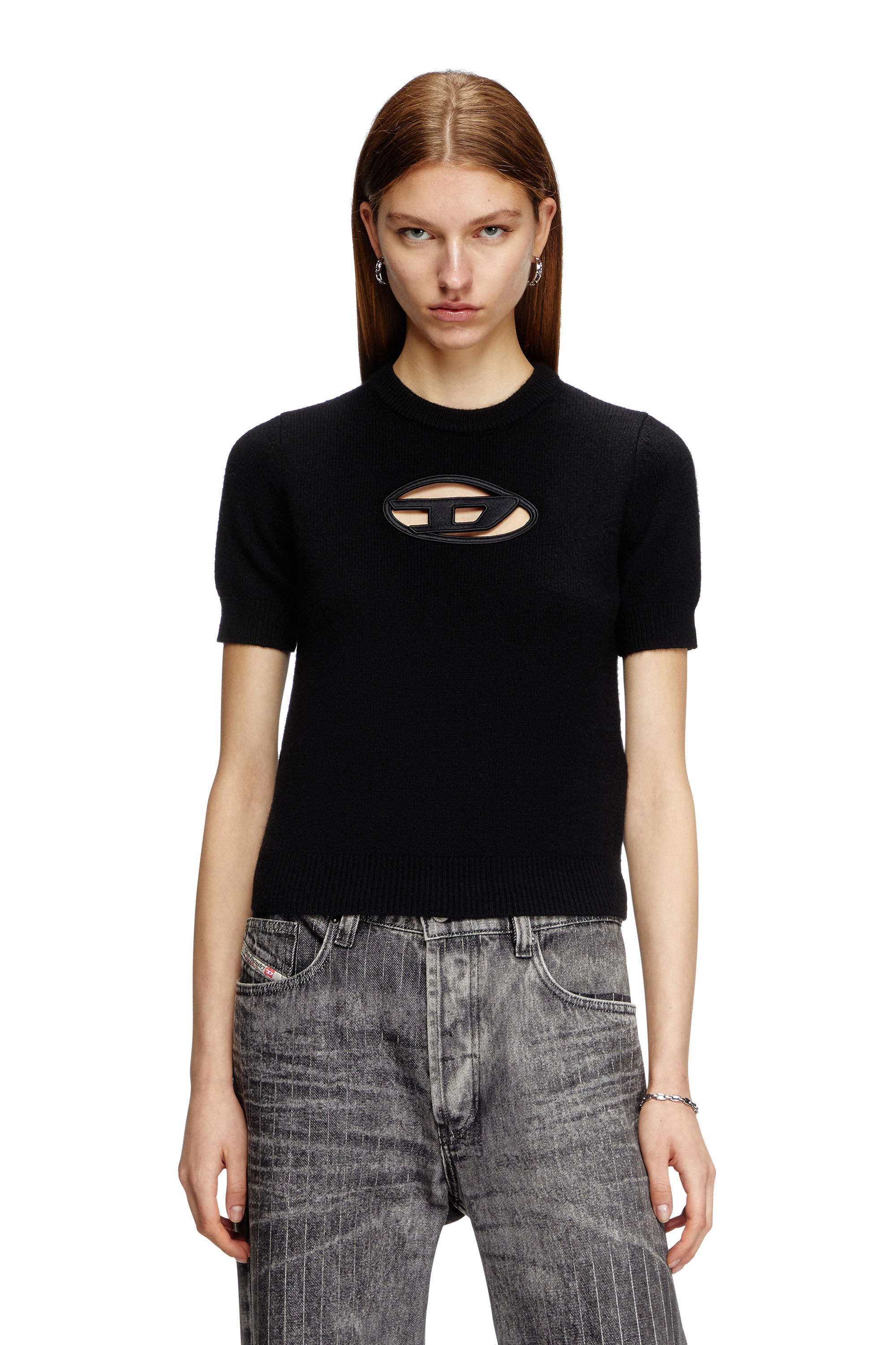Diesel - M-ARGARIN-SS, Pull à manches courtes en mélange de cachemire Femme in Noir - 3