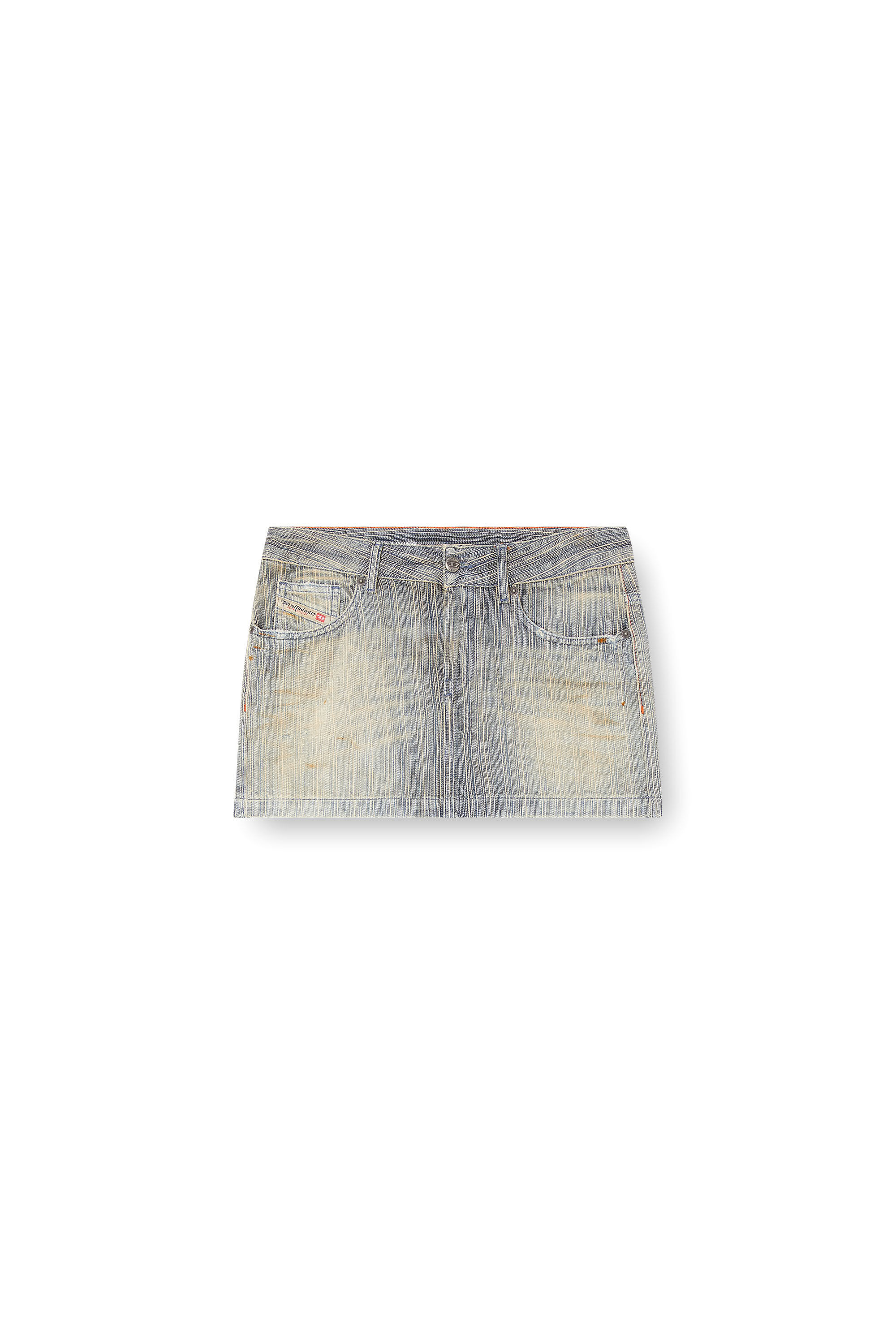 Diesel - DE-RON, Mini-jupe en denim indigo à rayures Femme in Bleu - 2