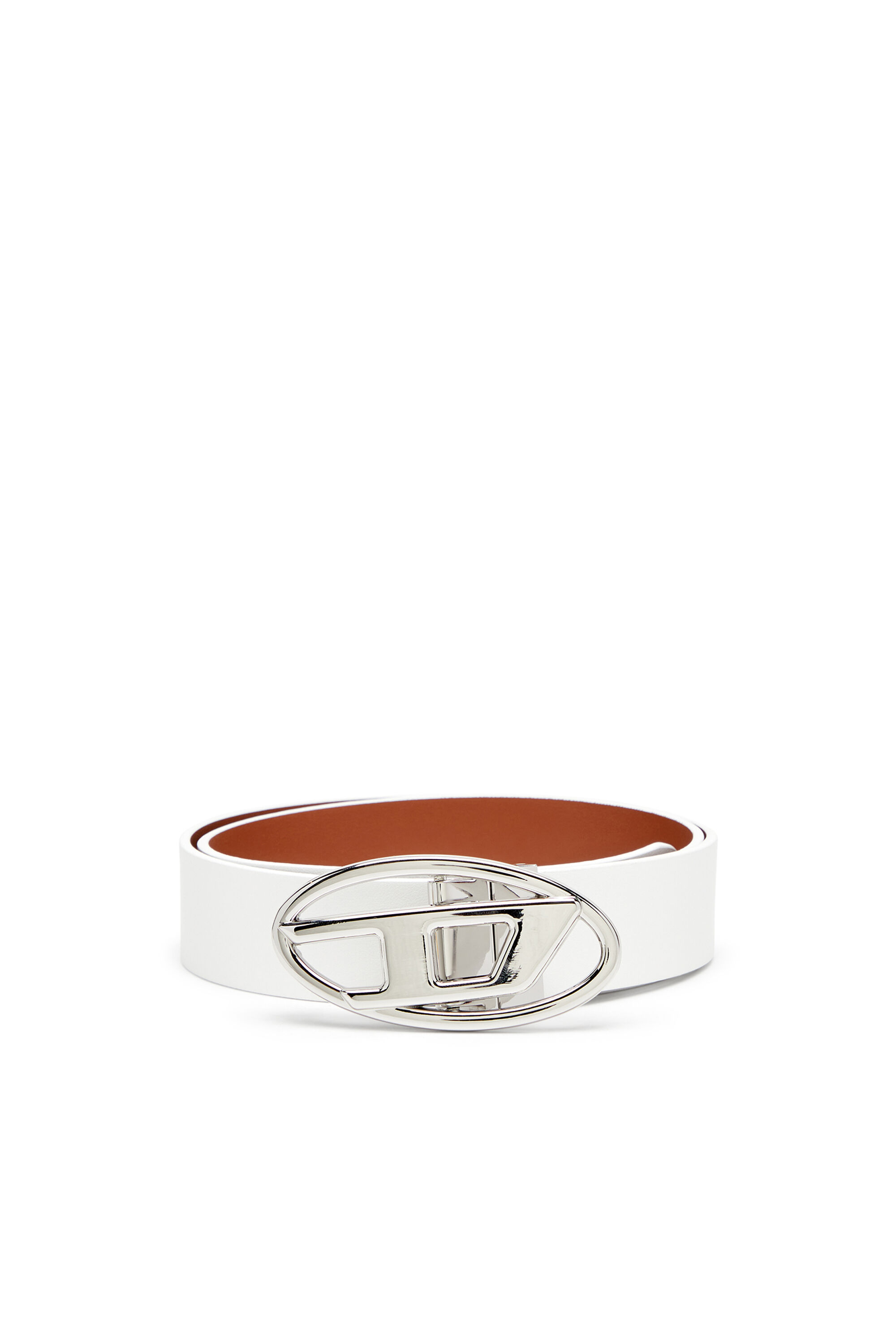 Diesel - B-1DR W REV II 30, Female's Reversible leather belt with Oval D buckle in White - 1