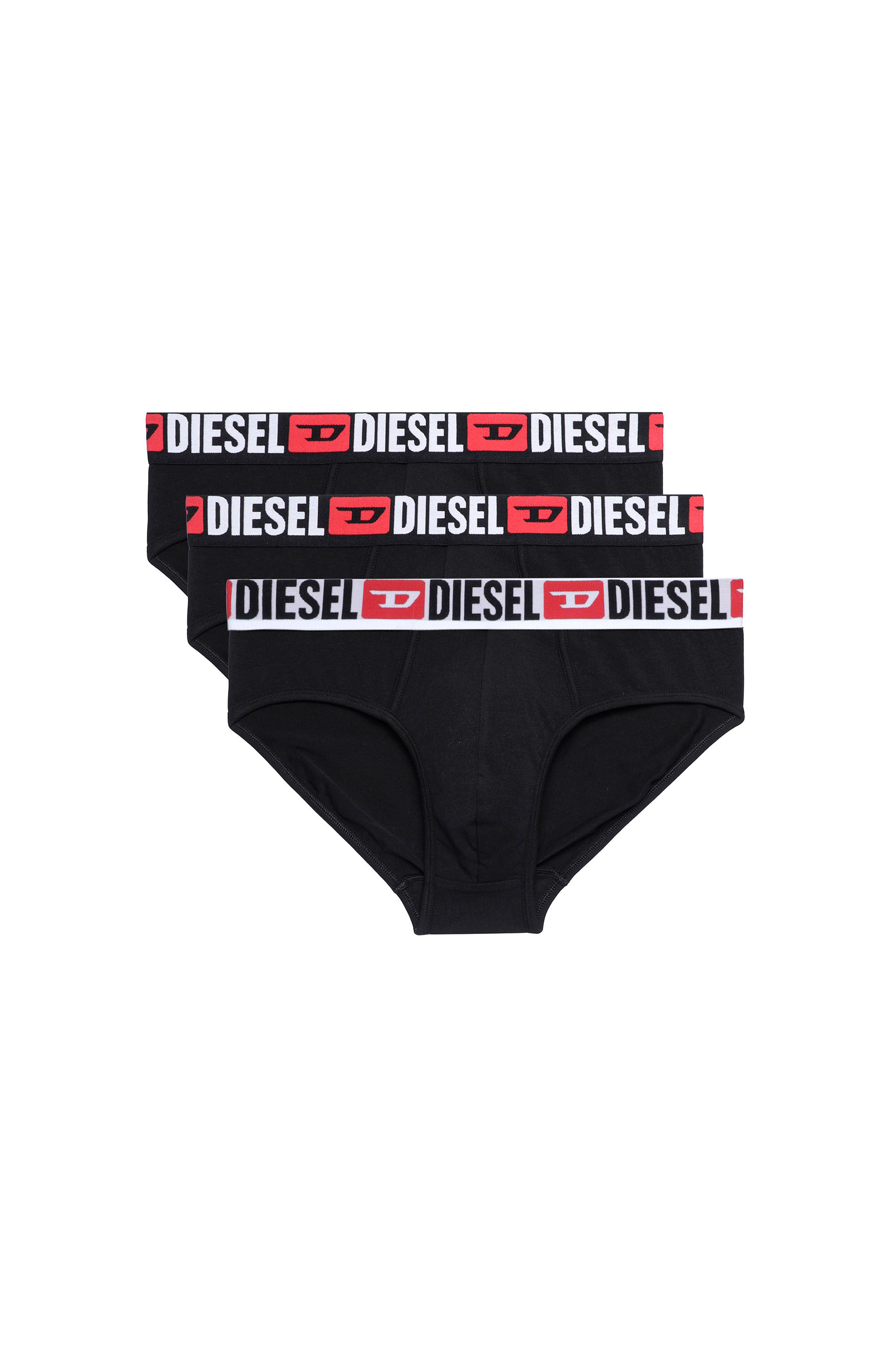 Diesel - UMBR-ANDRETHREEPACK, Male Three-pack of solid-colour briefs in Black - Image 2