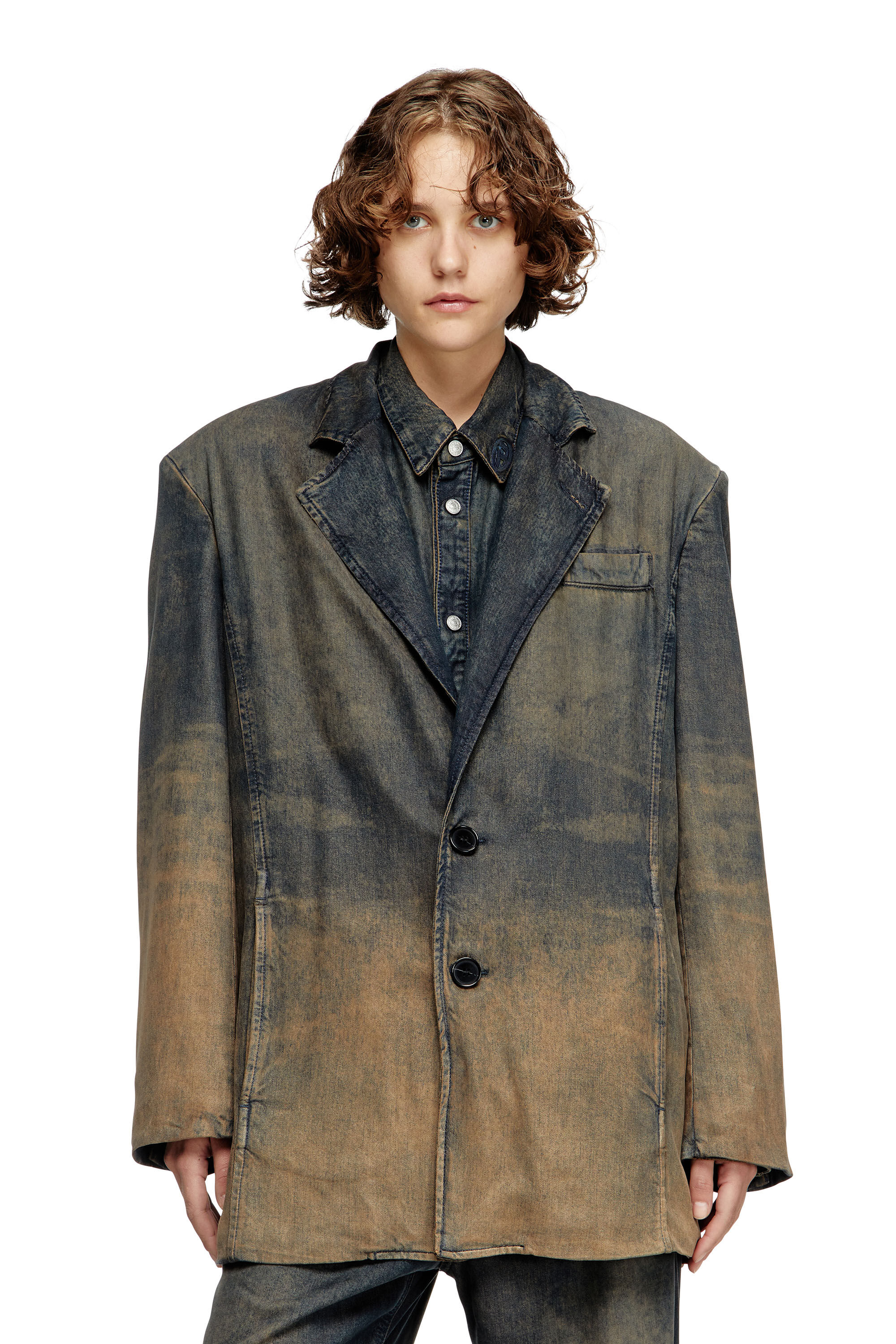 Diesel - D-REG-S, Blazer en denim fluide nuancé Mixte in Bleu - 6