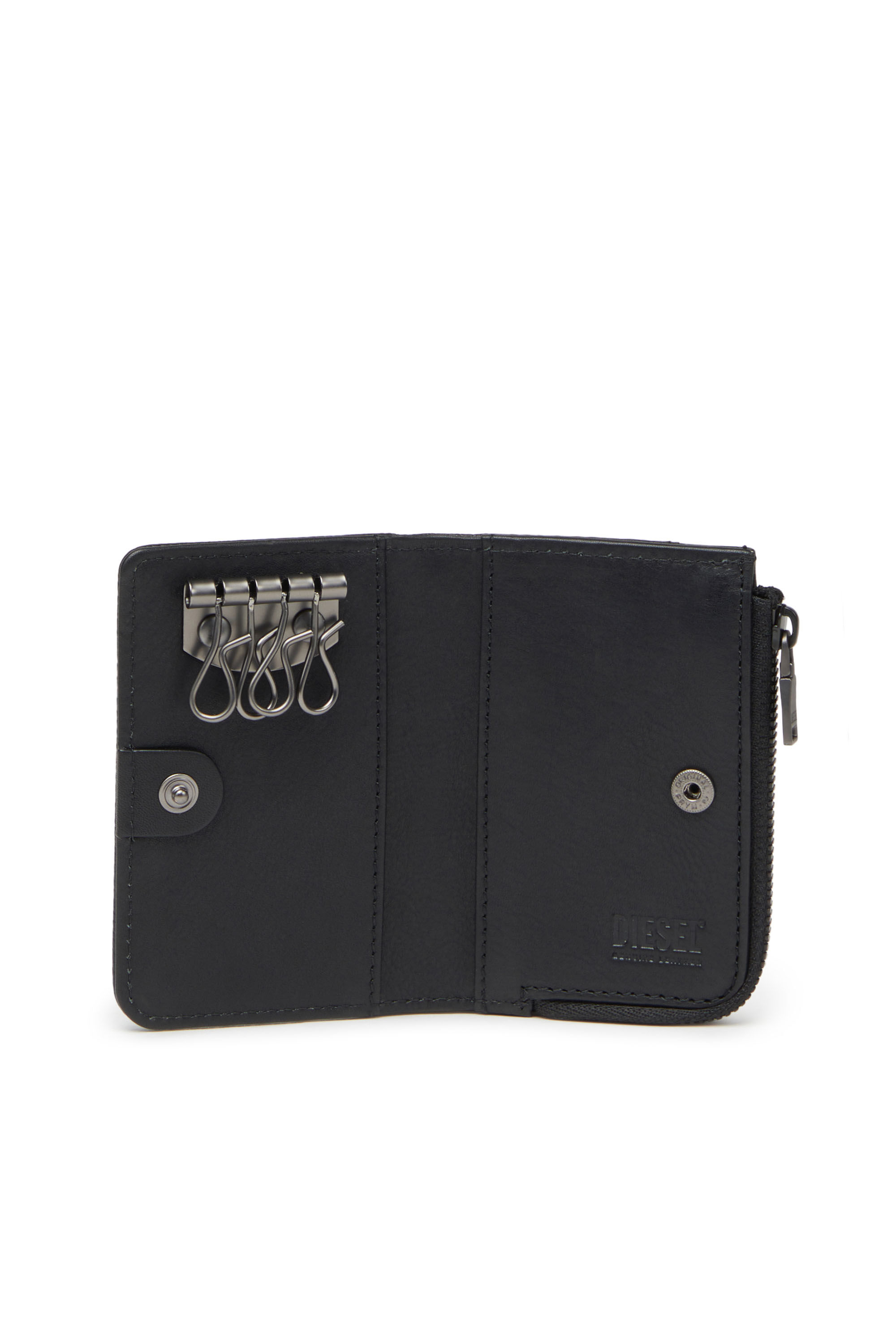 Diesel - L-ZIP KEY, Porte-clés en cuir grainé Homme in Noir - 3