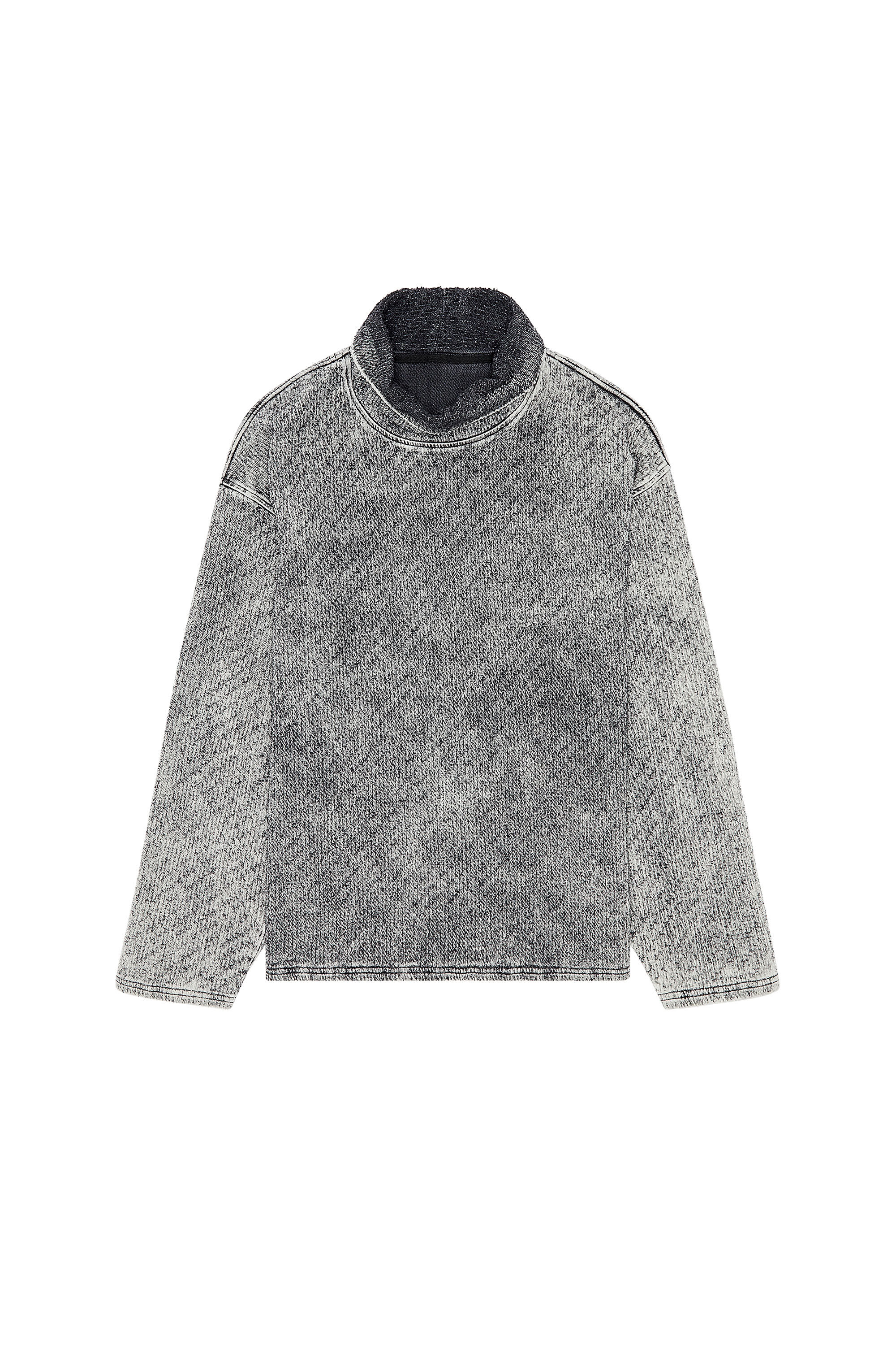 Diesel - D-NLABELCOL-FSD-NE, Sweat-shirt à col montant en Track Denim lasérisé Homme in Gris - 2