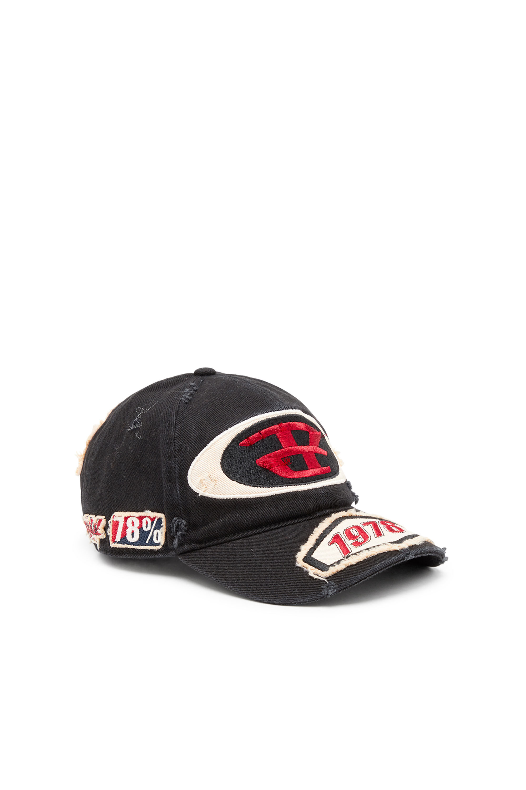 Diesel - C-BRAFF, Male's Baseball cap with embroidered patches in Black - 1