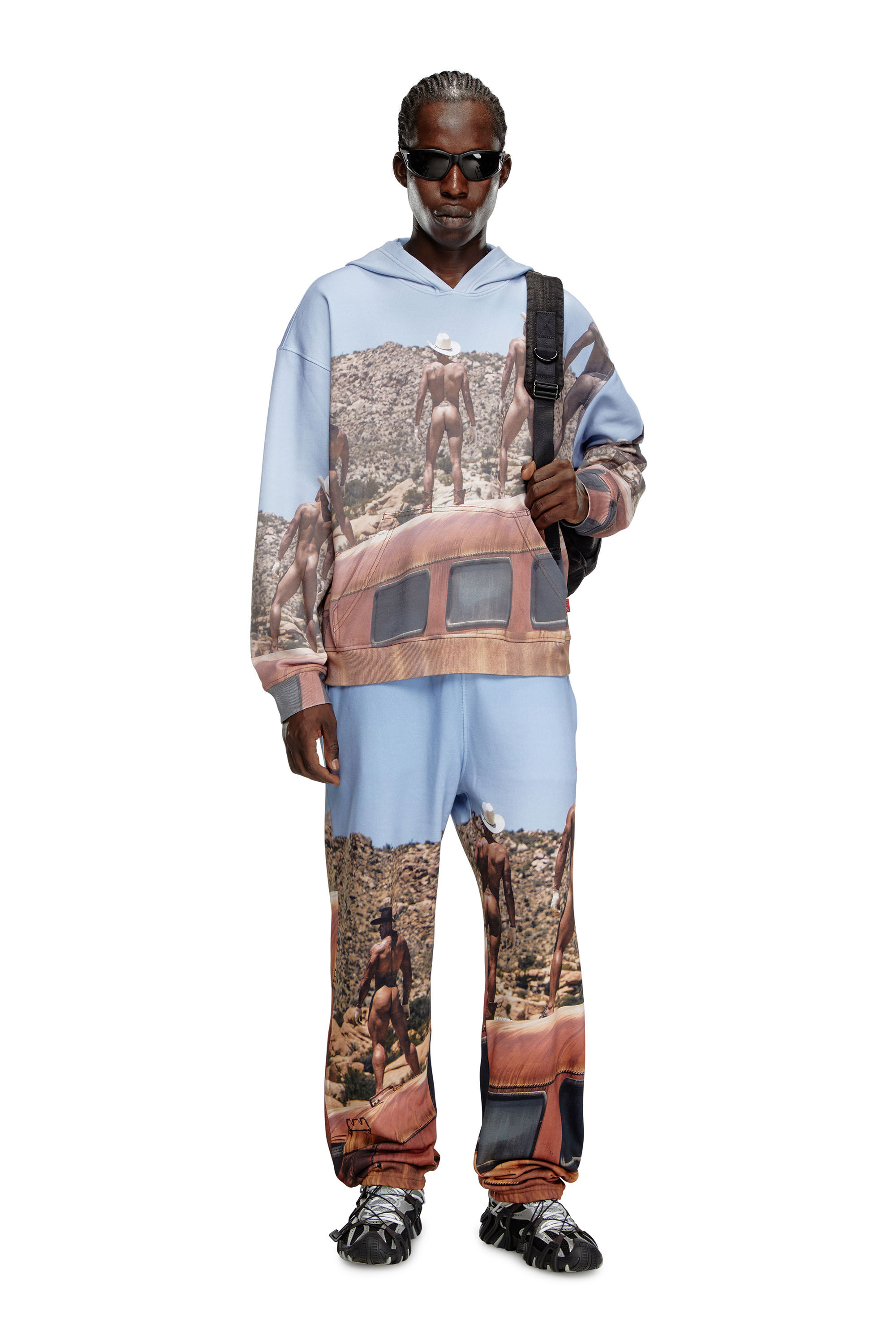Diesel - PR-S-NLABEL-HOOD-HVB, Unisex's Hoodie with all-over print in Blue - 1