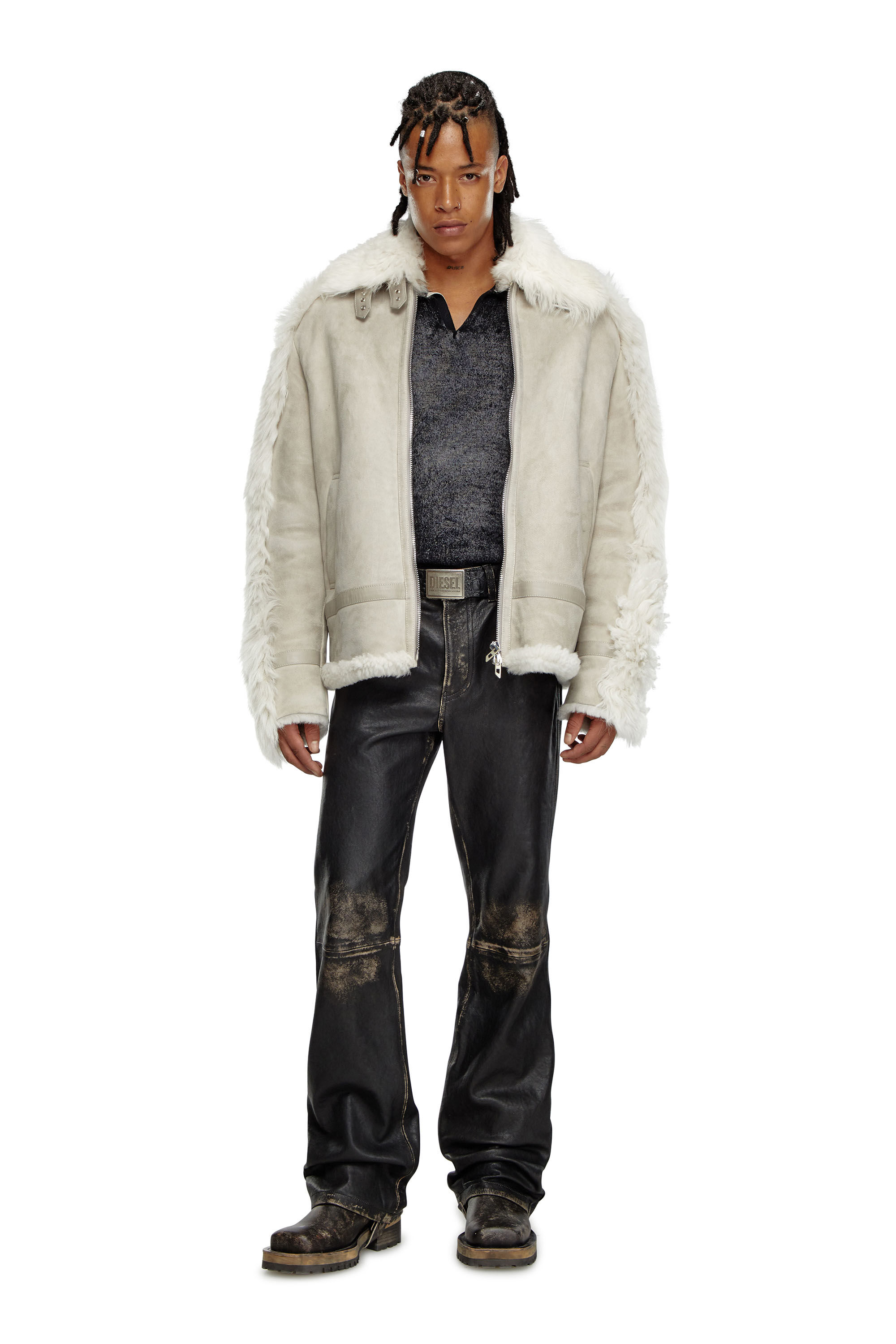 Veste en peau de mouton Homme Gris Diesel