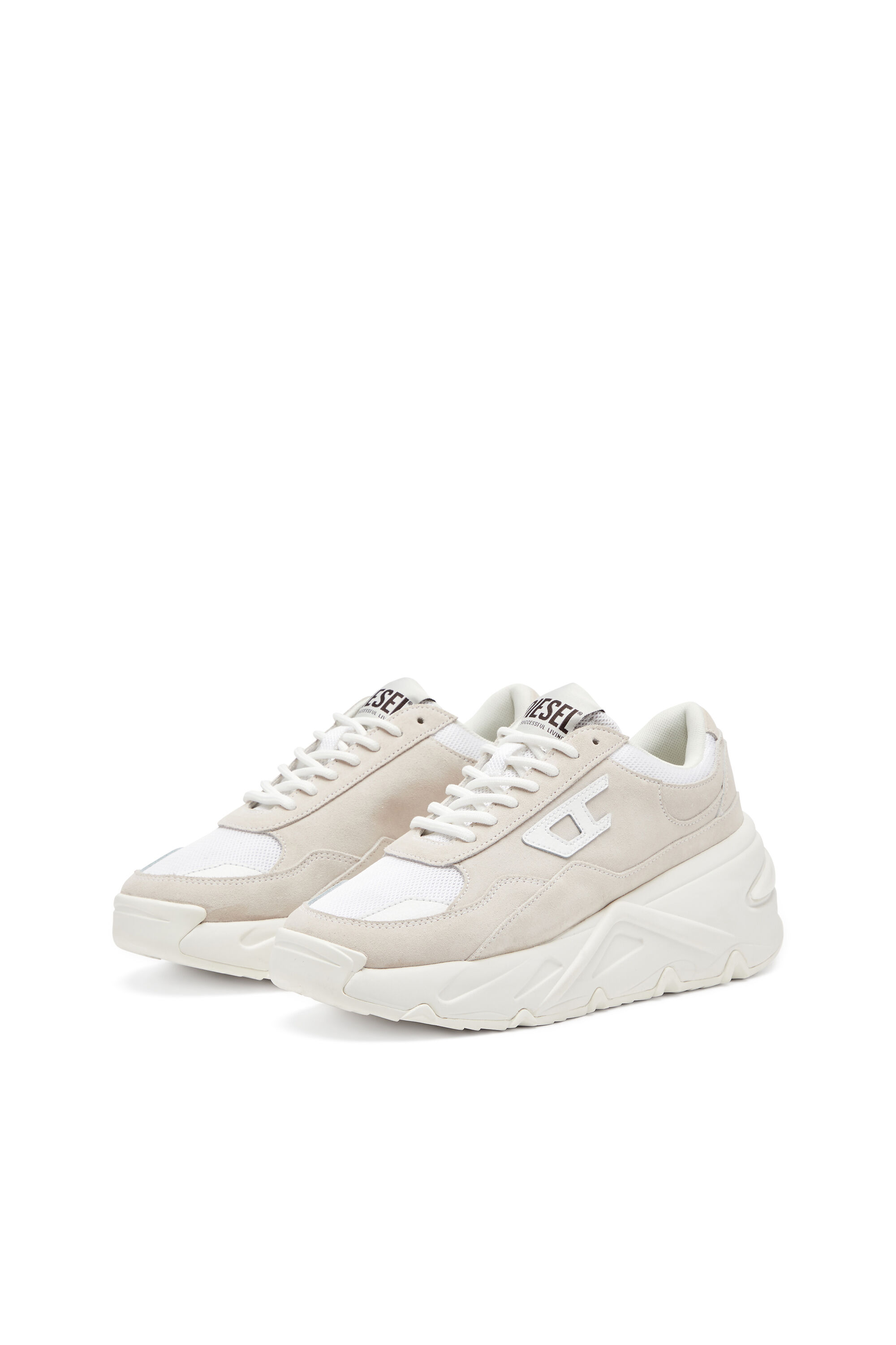 Diesel - S-SAVANNAH W, Female's S-Savannah-Platform sneakers in suede and mesh in White - 8