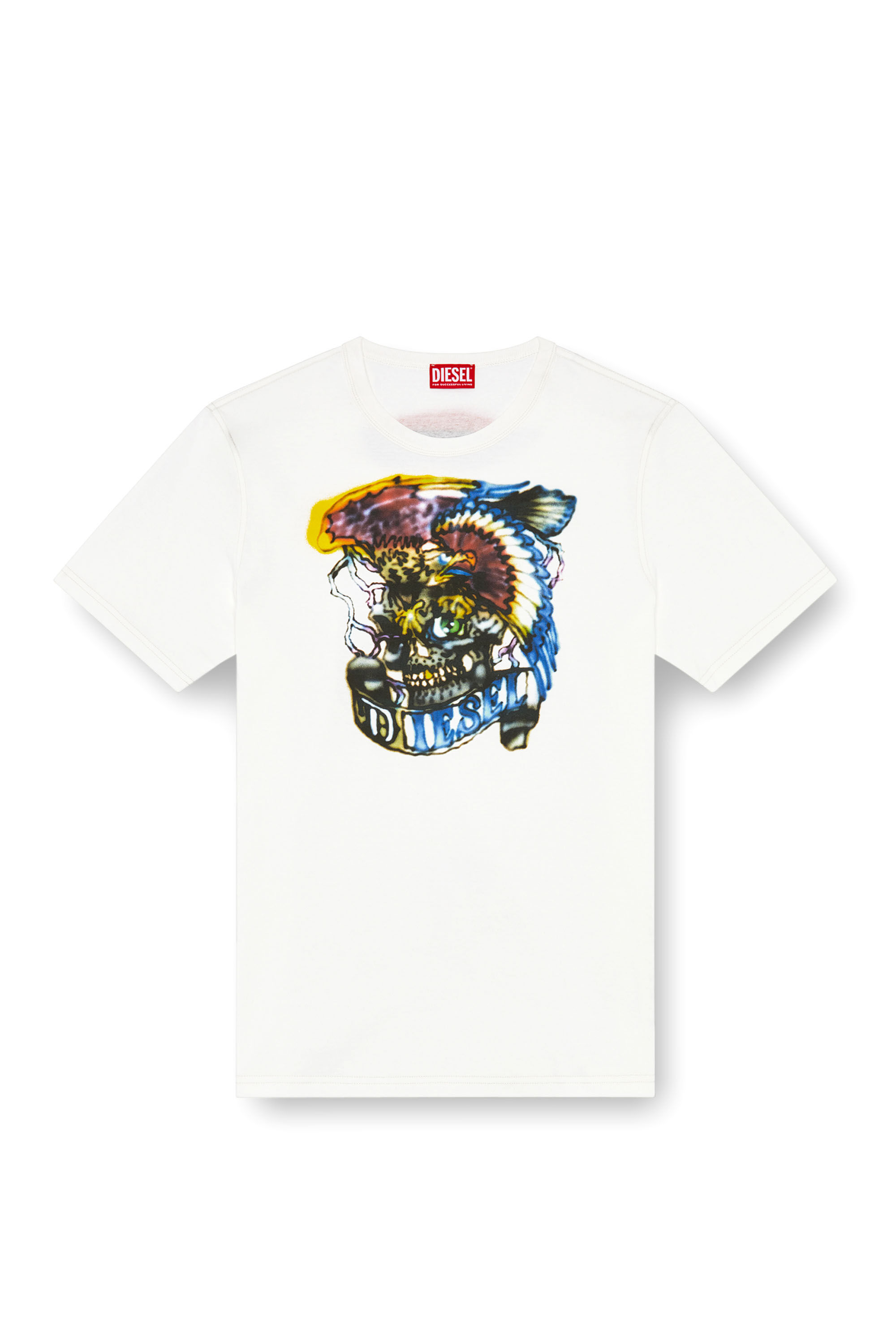Diesel - T-ADJUST-Q3, Male's T-shirt with tattoo-inspired prints in White - 2