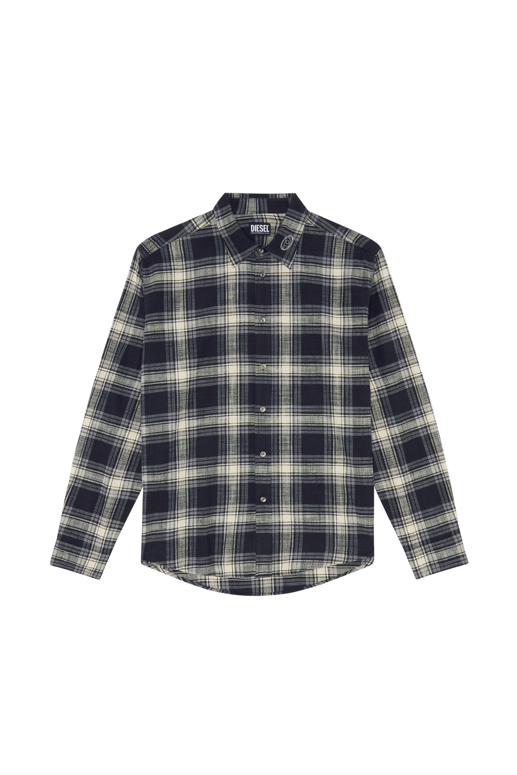 S-UMBE-CHECK-NW Man: Checked shirt in slub flannel | Diesel S-UMBE-CHECK-NW Man: Checked shirt in slub flannel | Diesel