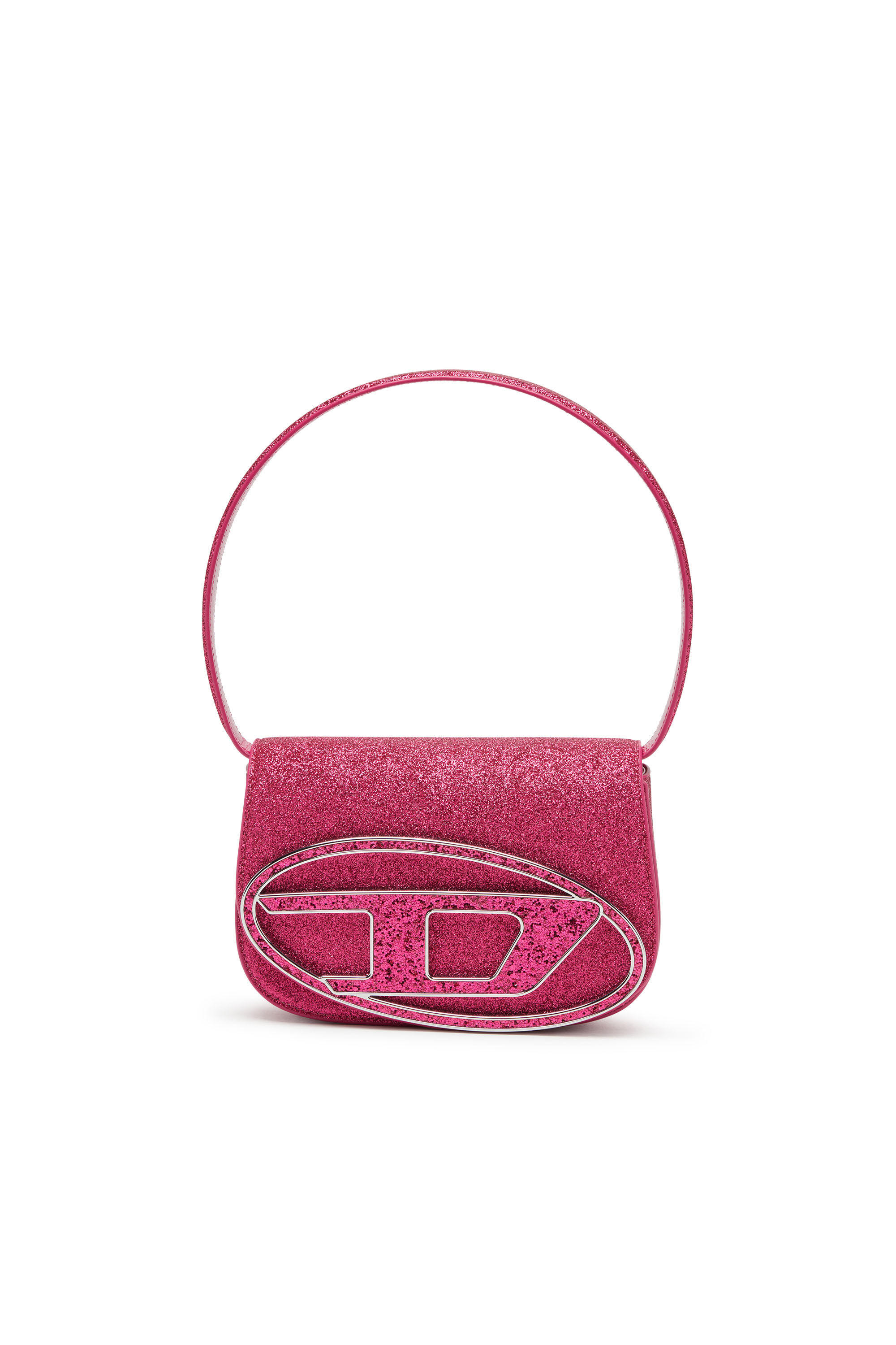 Women s 1DR Iconic shoulder bag in glitter fabric Pink Diesel