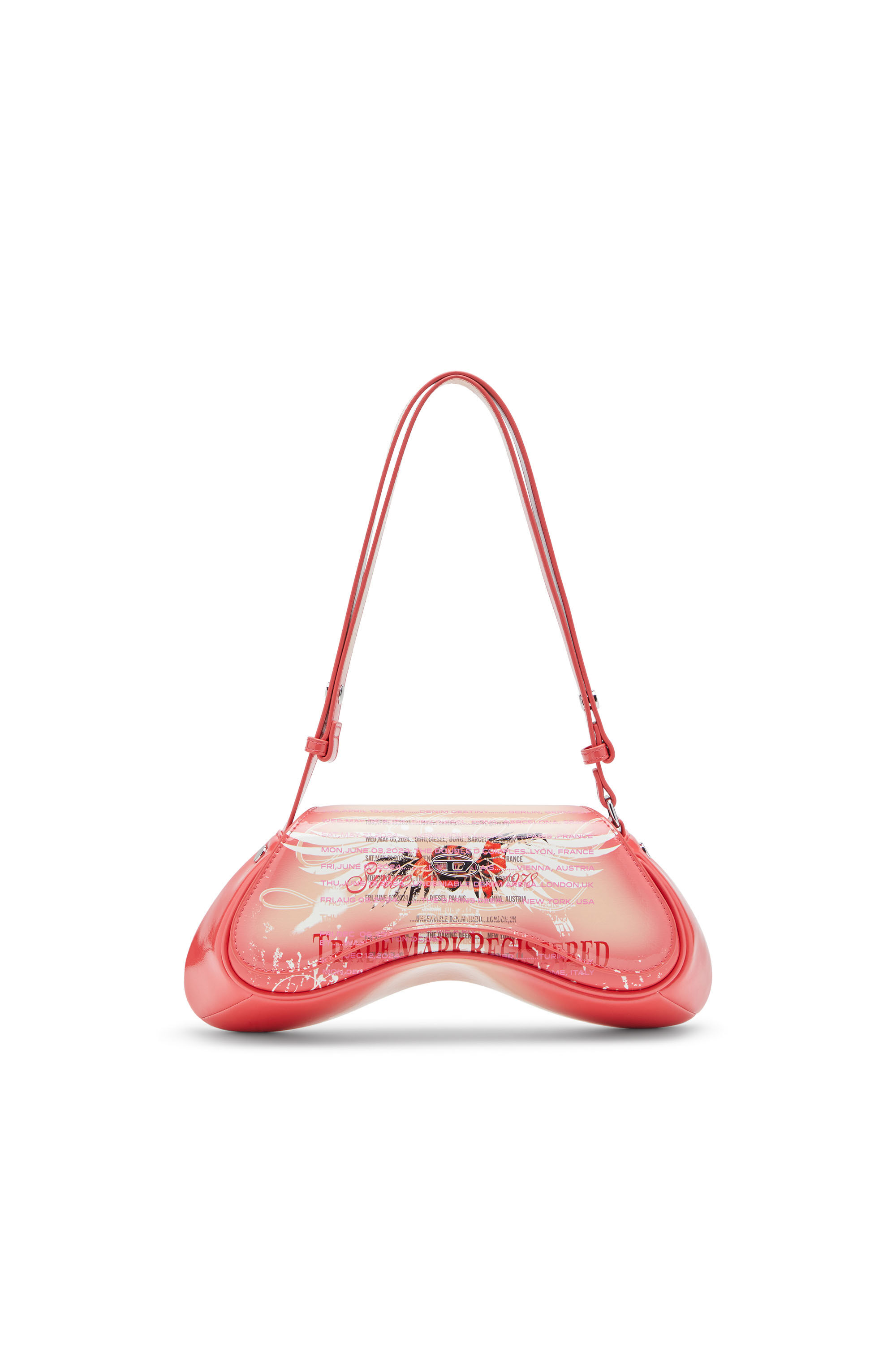 Diesel - PLAY CROSSBODY, Play-Sac à bandoulière en PU glossy imprimé Femme in Rose - 1