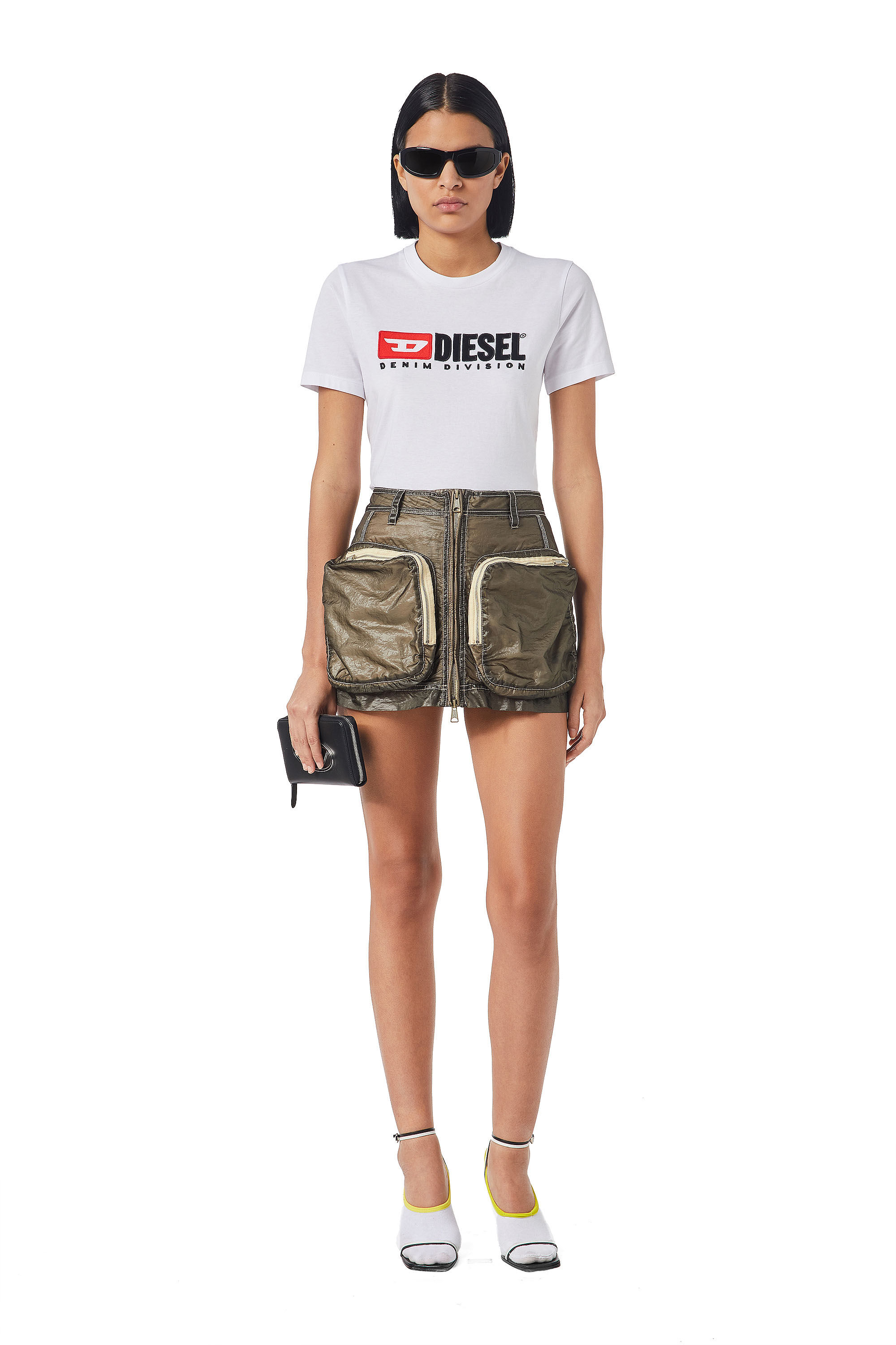 Diesel - T-REG-DIV, Female's T-shirt with fleece patches in White - 1
