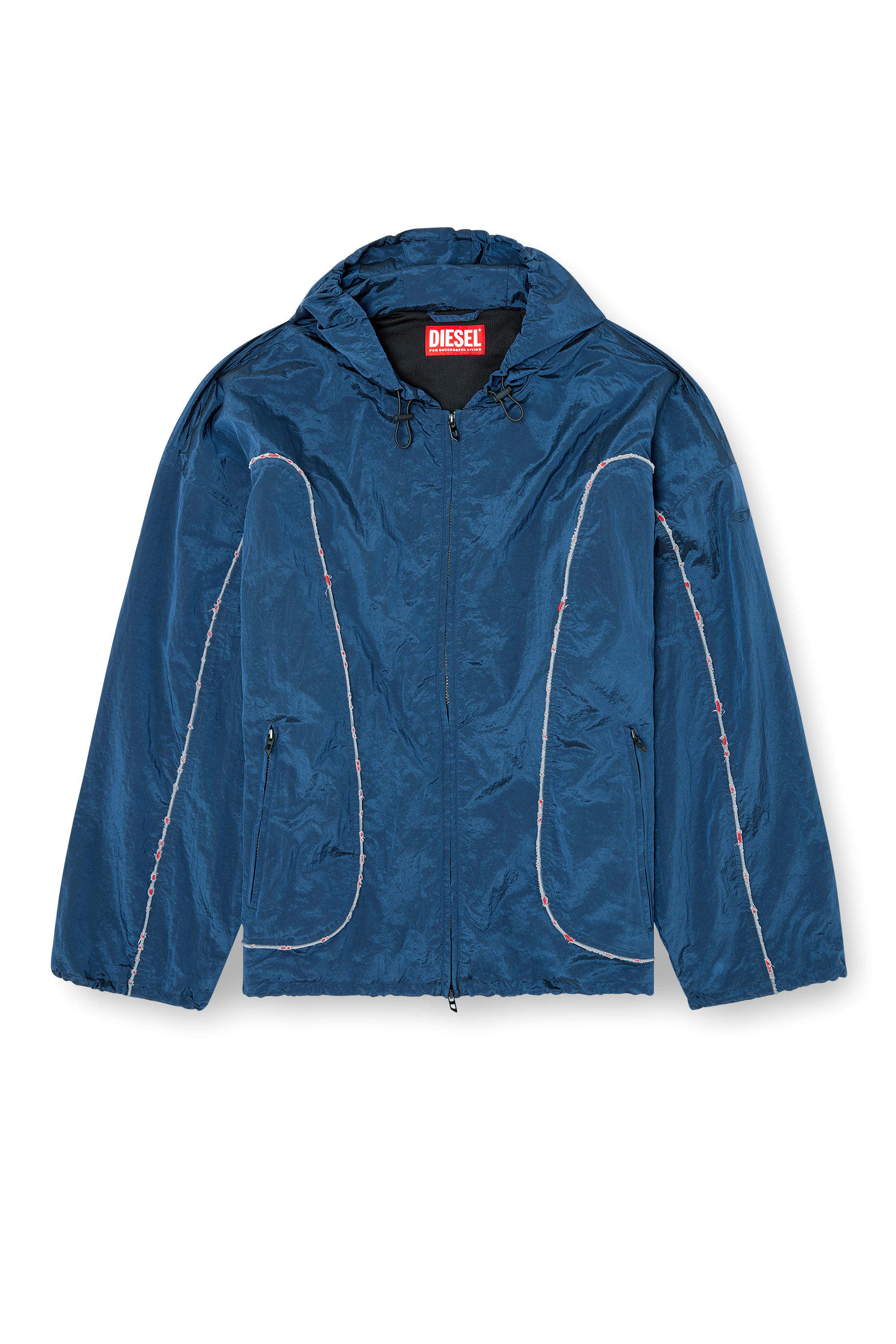 Diesel - J-ANTHEIT, Male's Windbreaker with destroyed piping in Blue - 2