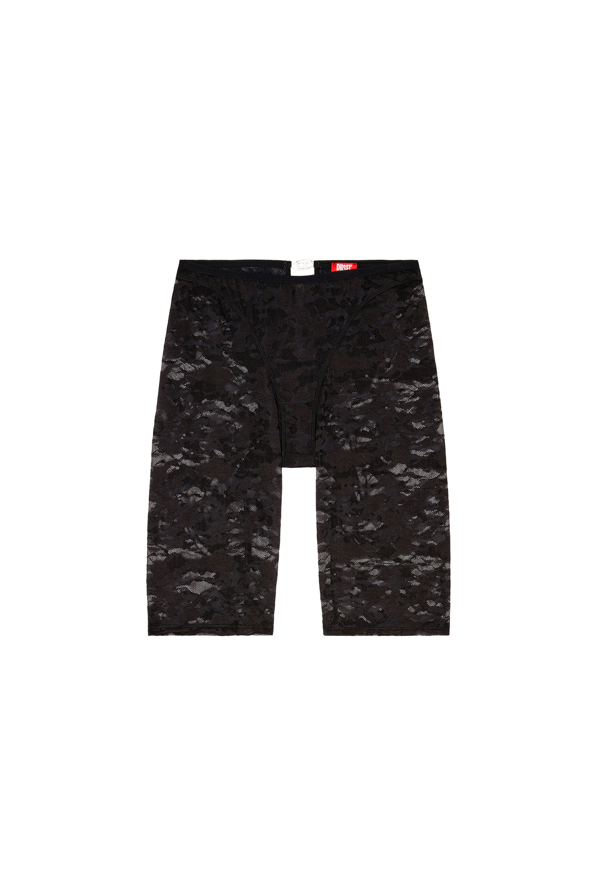 Diesel - UFLB-D-OVAL-LACE-SHORT, Short en dentelle camouflage avec plaque Oval D Femme in Noir - 2