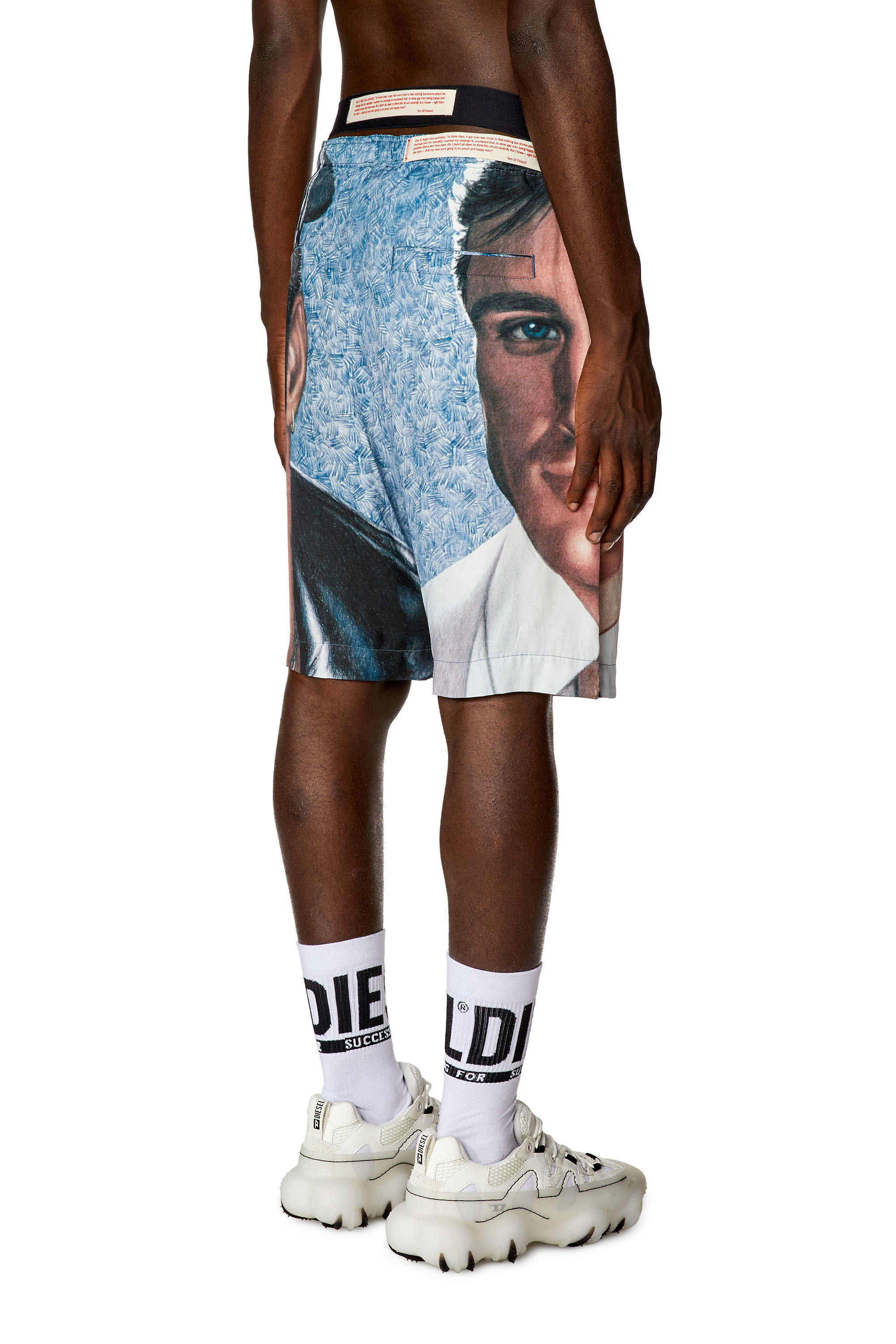 Diesel - PR-P-TOLL-SHO-23A, Unisex's Satin shorts with all-over print in Blue - 5