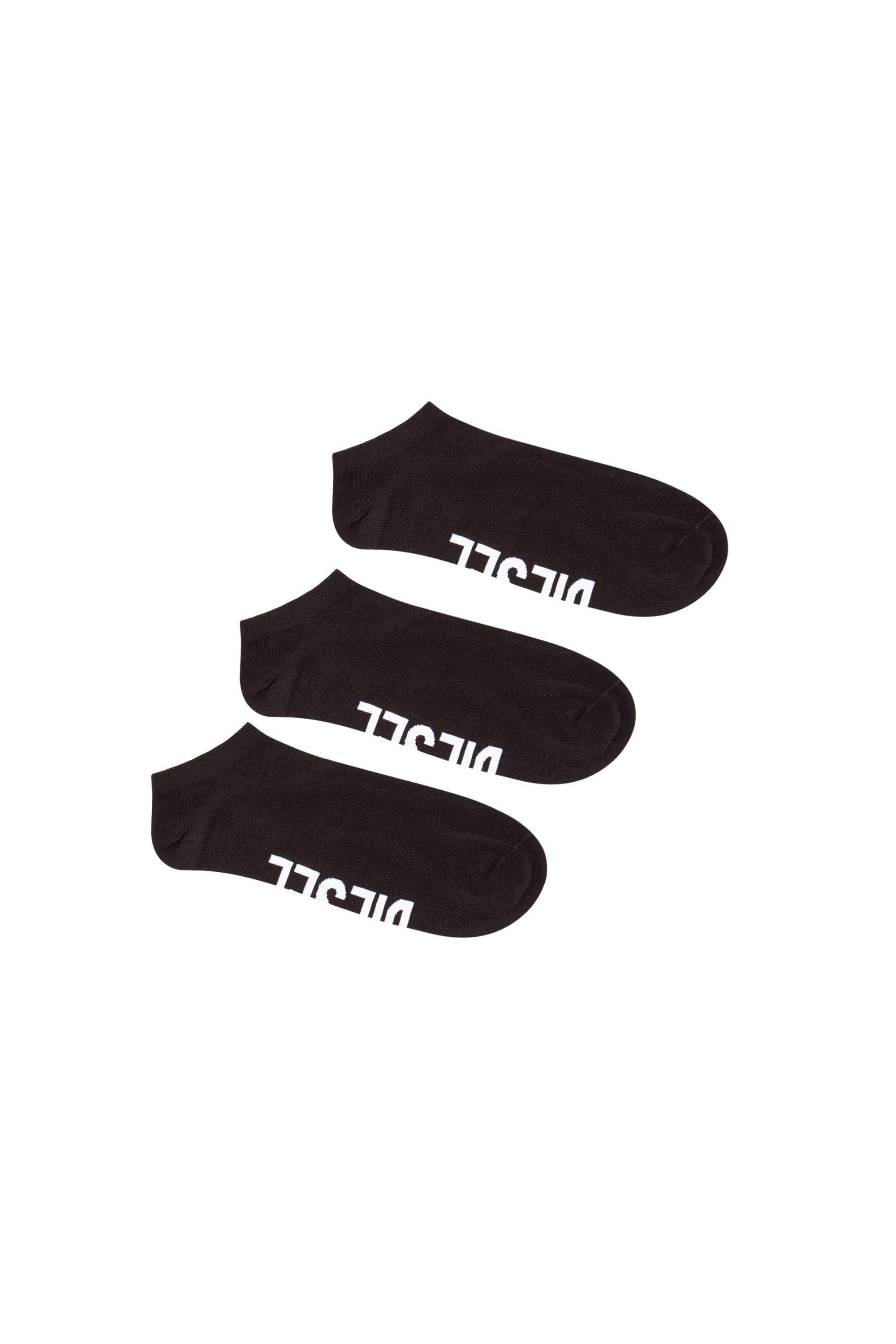Diesel - SKM-GOST-THREEPACK, Male's 3-pack low-cut logo instep socks in Black - 1