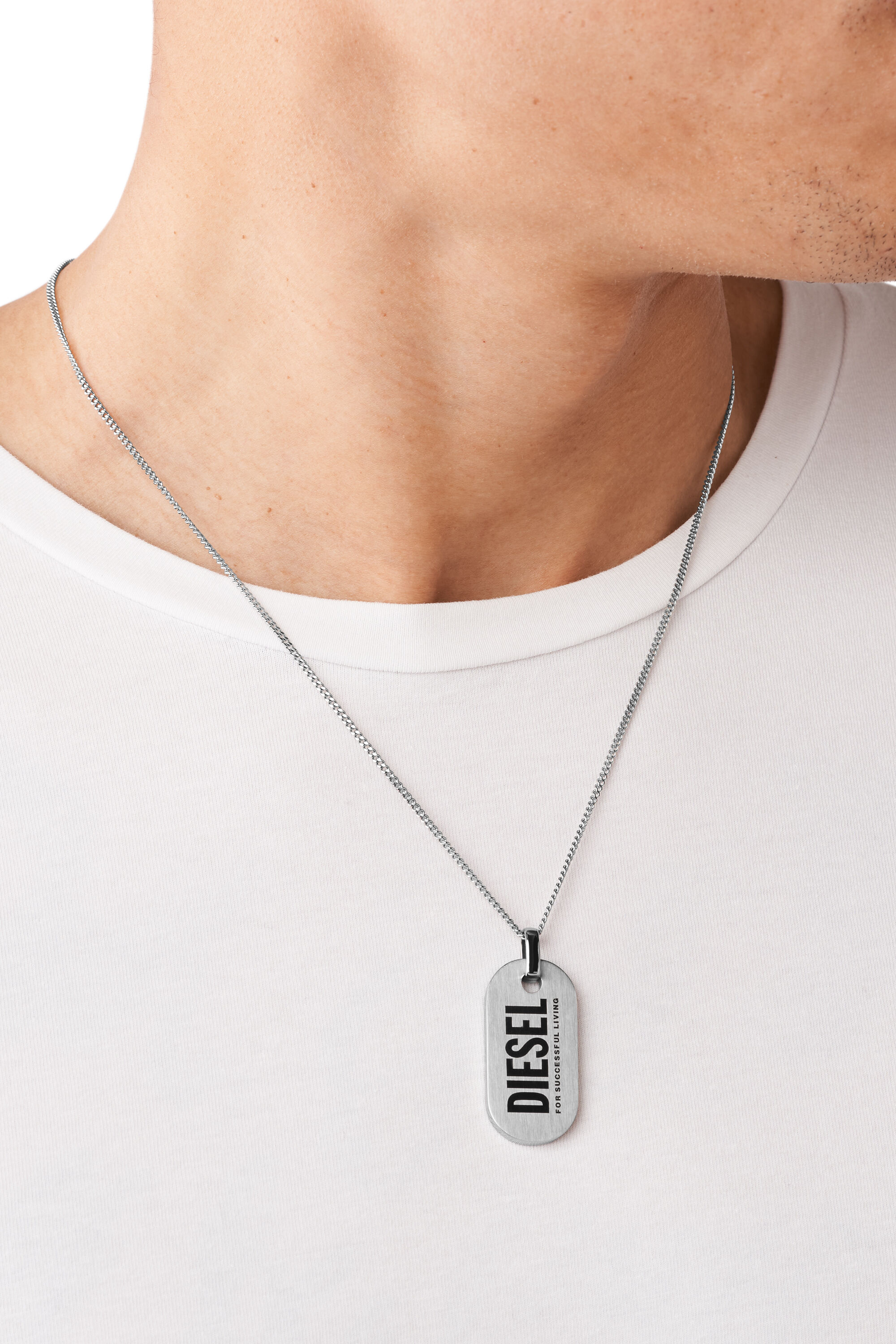 Diesel - DX1348, Collier con plaque style militaire en acier inoxydable Homme in Gris argenté - 3