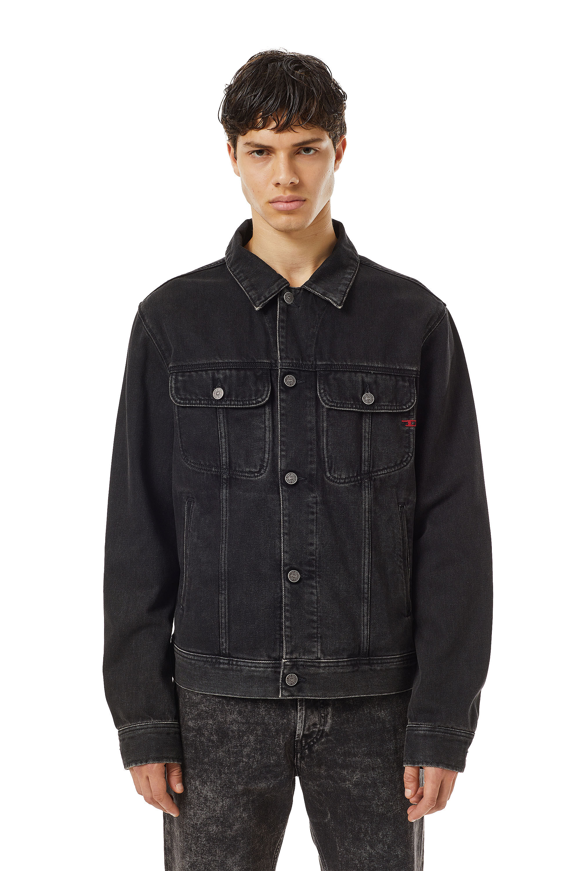 Diesel - D-BARCY TRUCKER JACKET, Male's Regular-fit trucker jacket in Black/Dark Grey - 3