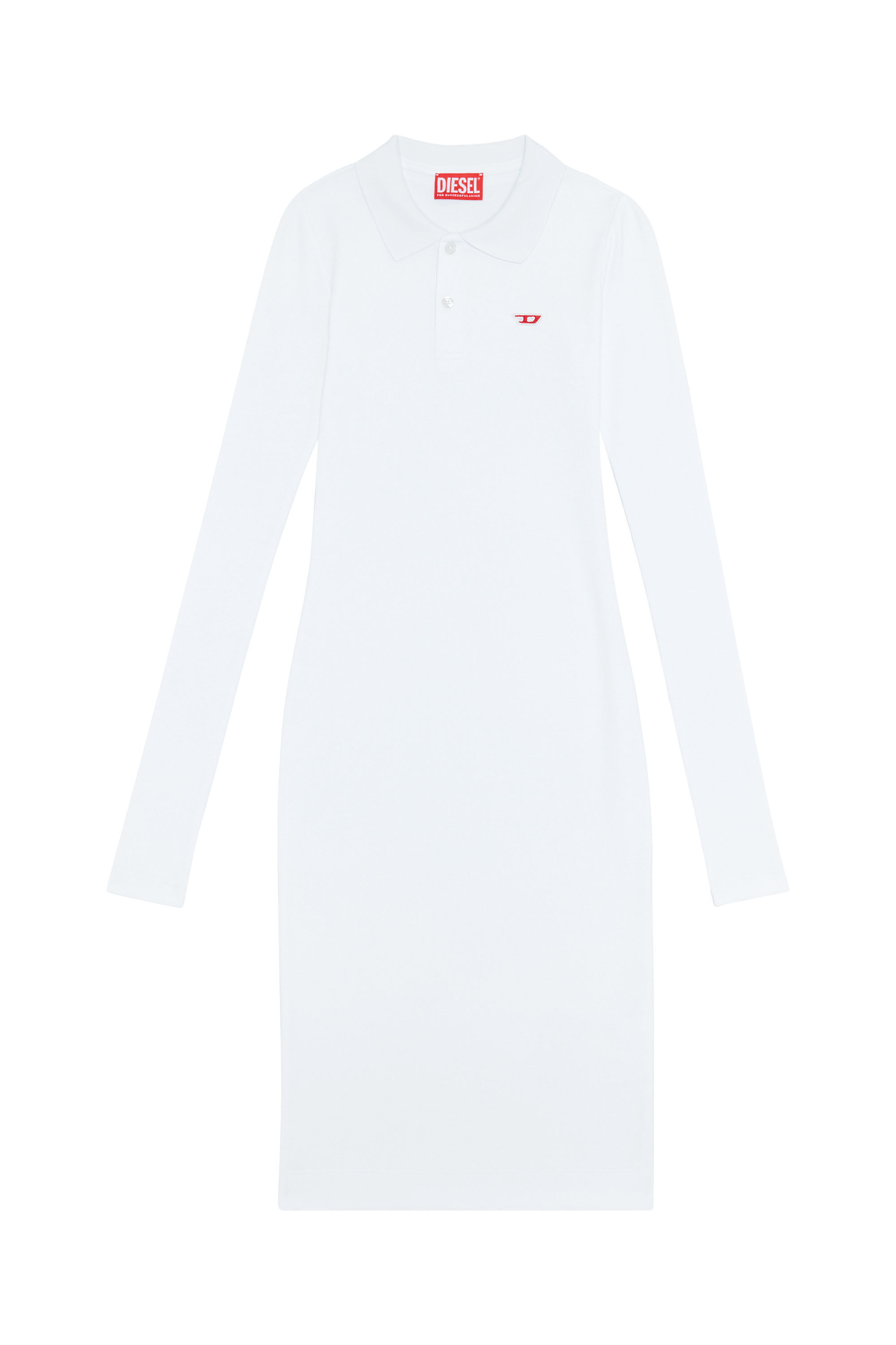 Diesel - D-RIBENNY-LS-D, Robe polo avec logo D Femme in Blanc - 2