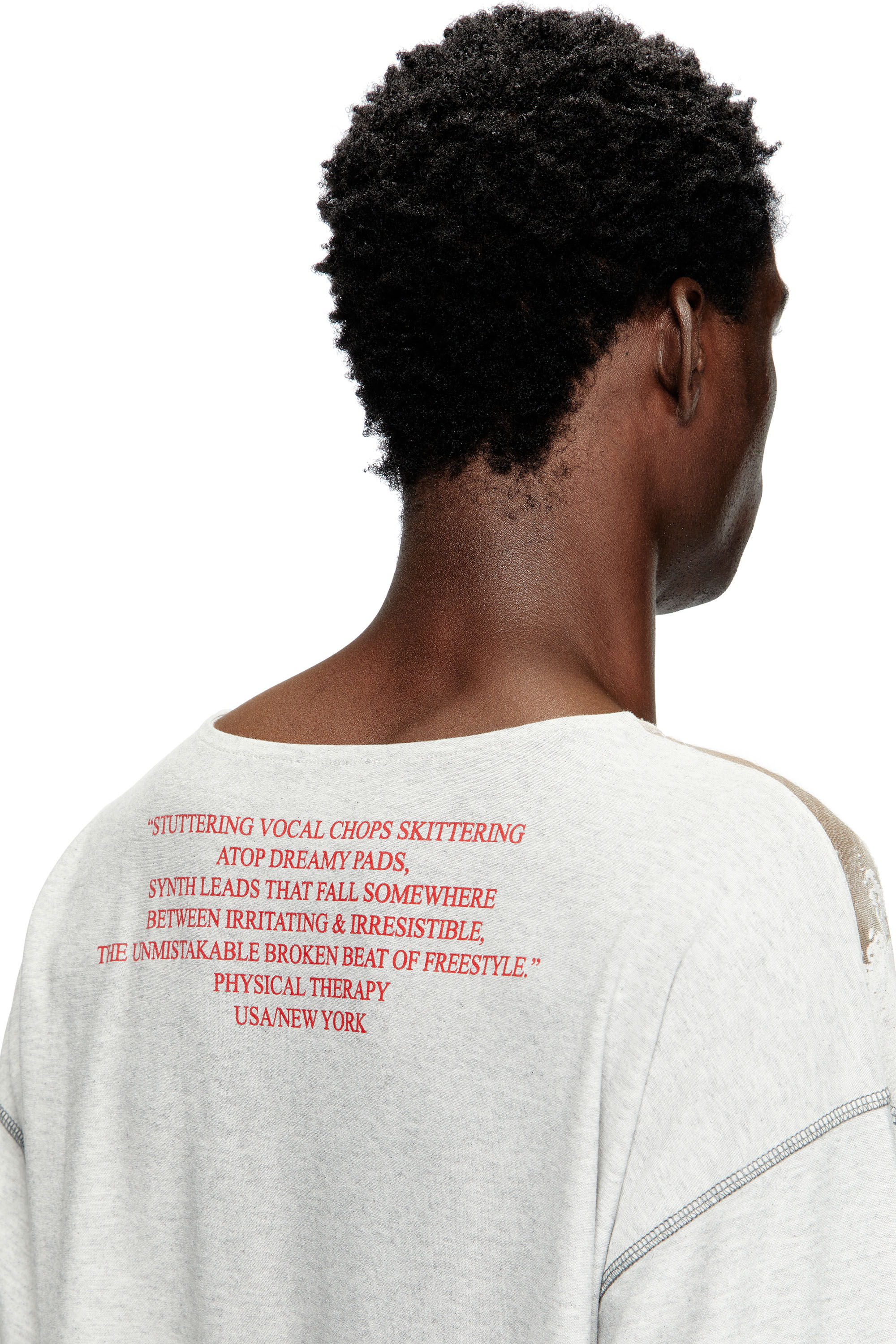Diesel - T-JERRY-B, T-shirt à manches longues avec imprimé paroles Mixte in Gris - 4