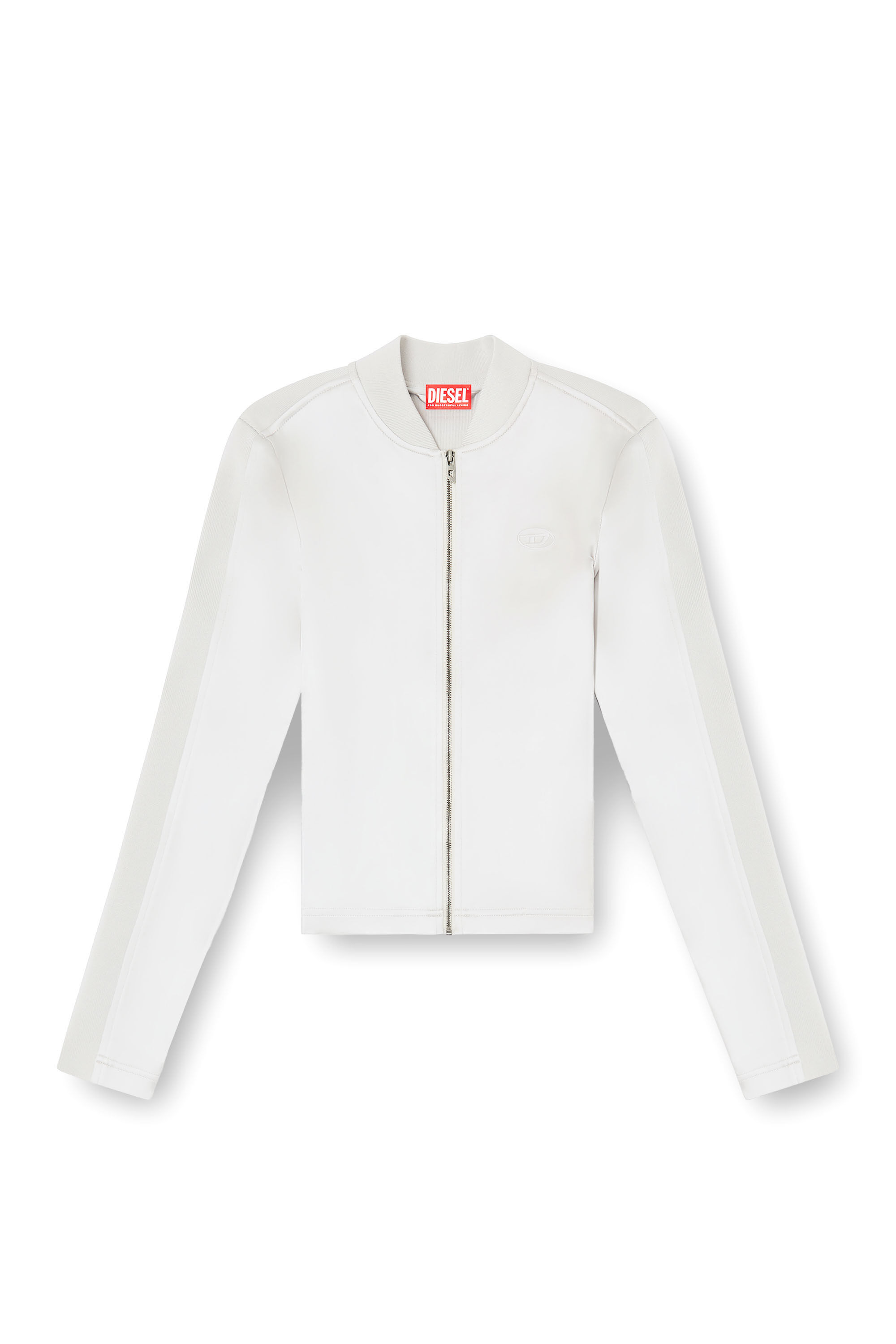 Diesel - G-OPER, Female's Rib-knit and stretch satin jacket in Light Grey - 2