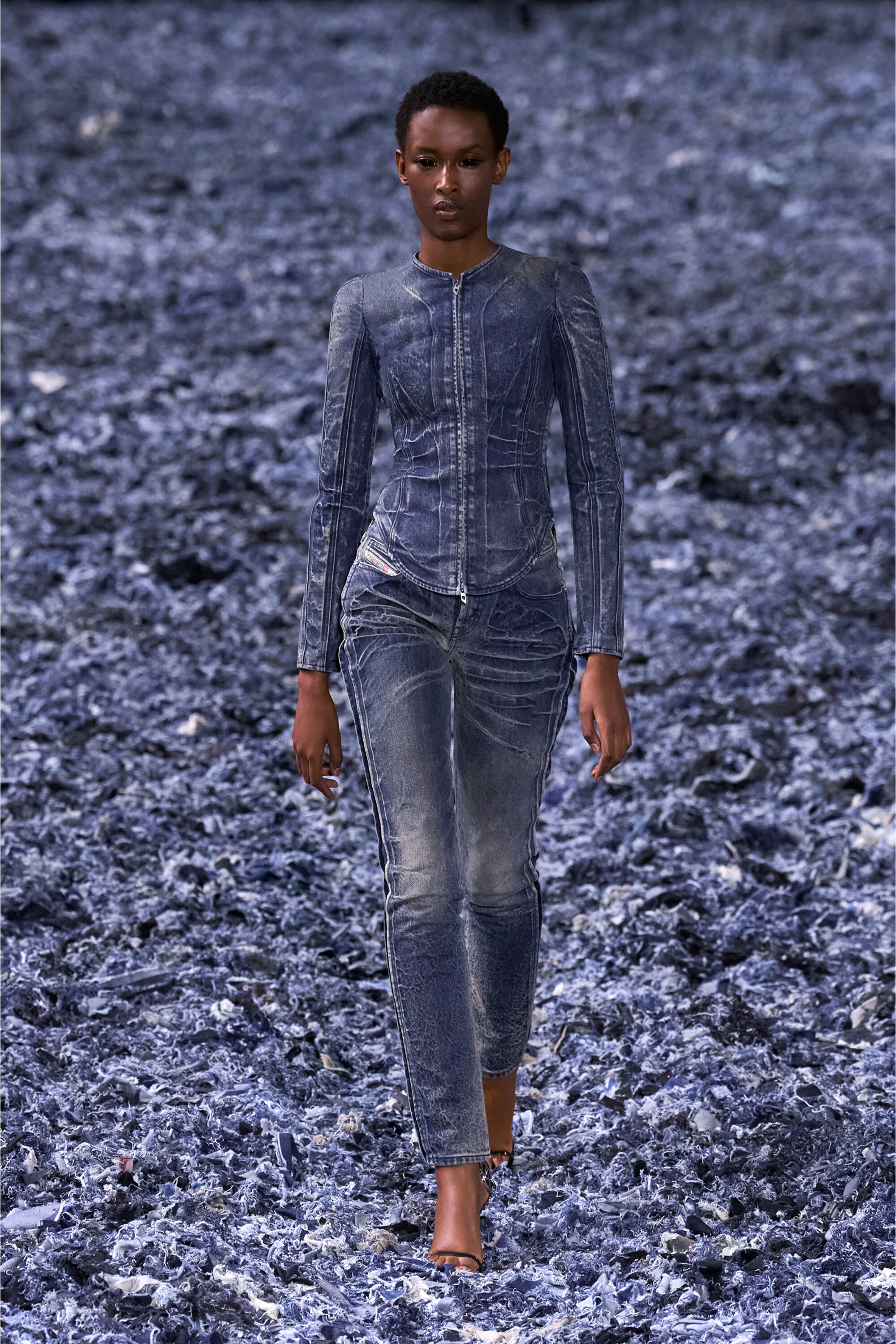 Diesel - DE-GARY-FSG, Female's Jacket in Ghost Embossed denim in Dark Blue - 6