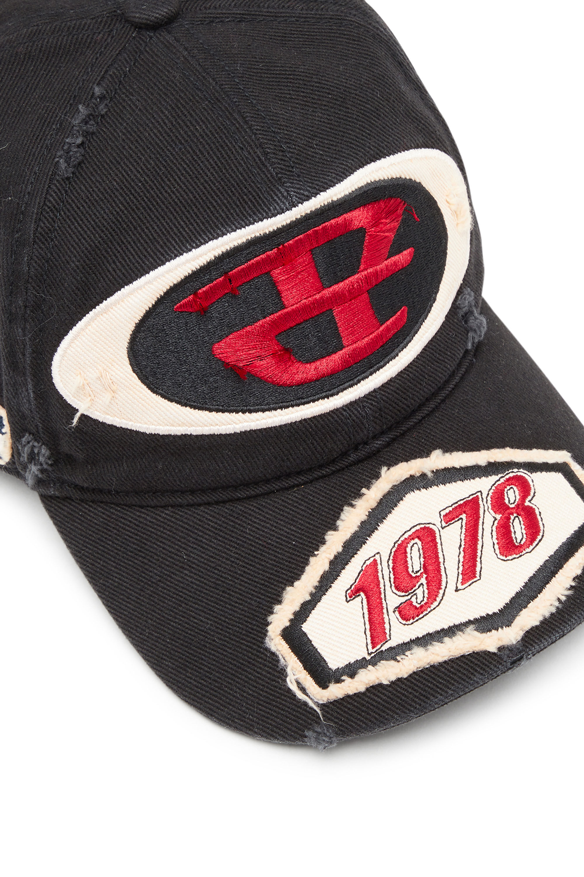 Diesel - C-BRAFF, Male's Baseball cap with embroidered patches in Black - 3