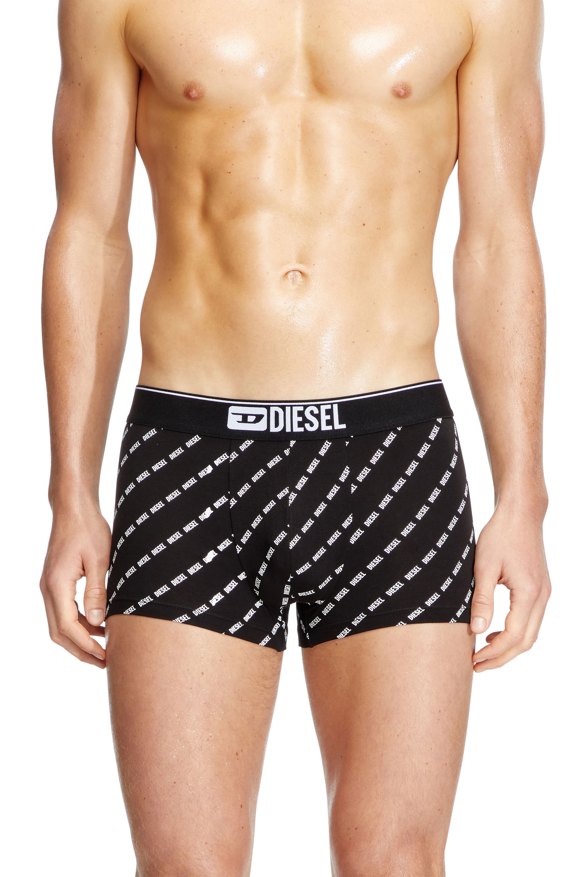 Diesel - DAMIEN-THREEPACK, Male's Three-pack boxer briefs with diagonal logo in Black - 1