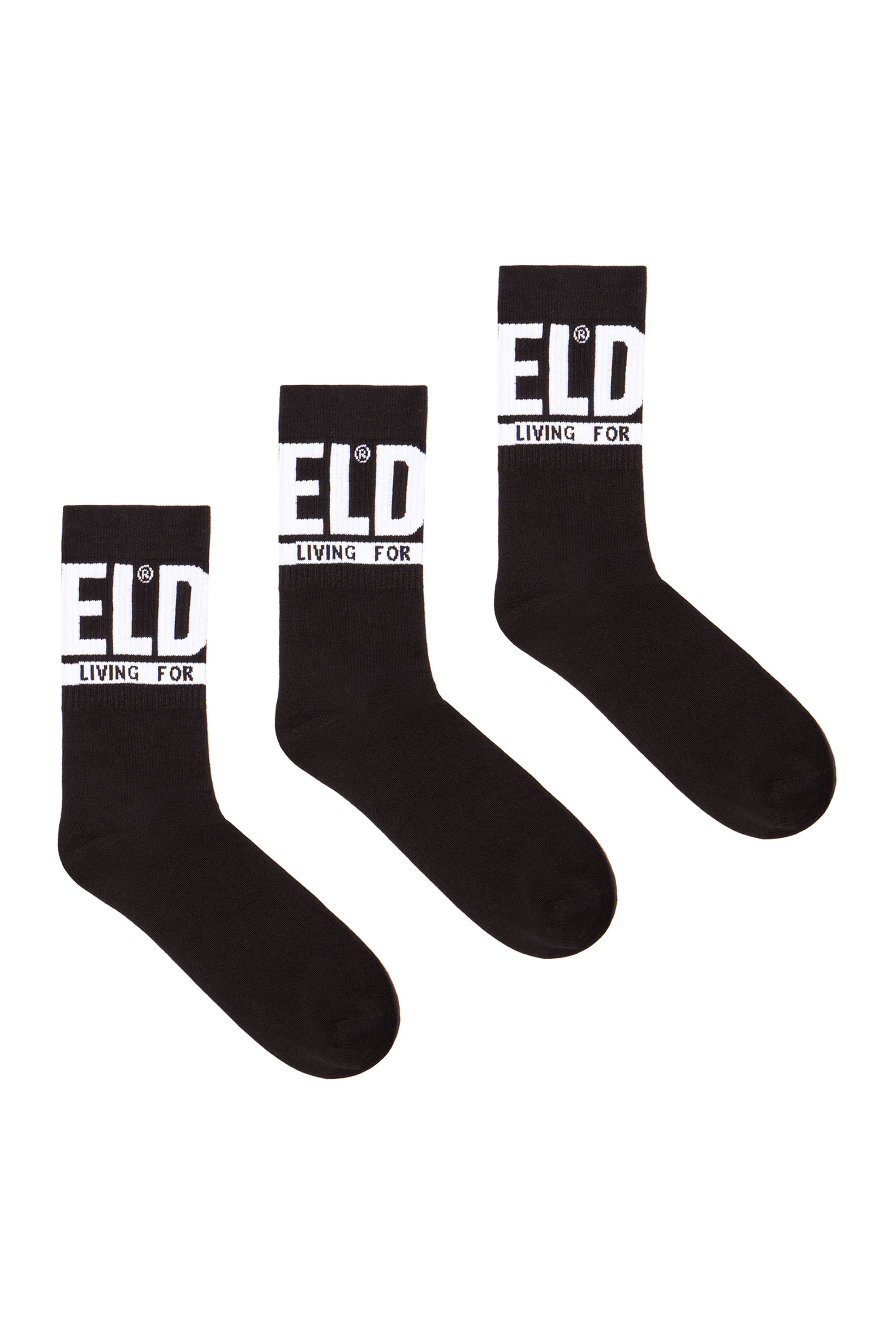 Diesel - SKM-RAY-THREEPACK, Male's 3-pack of logo cuff socks in Black - 1