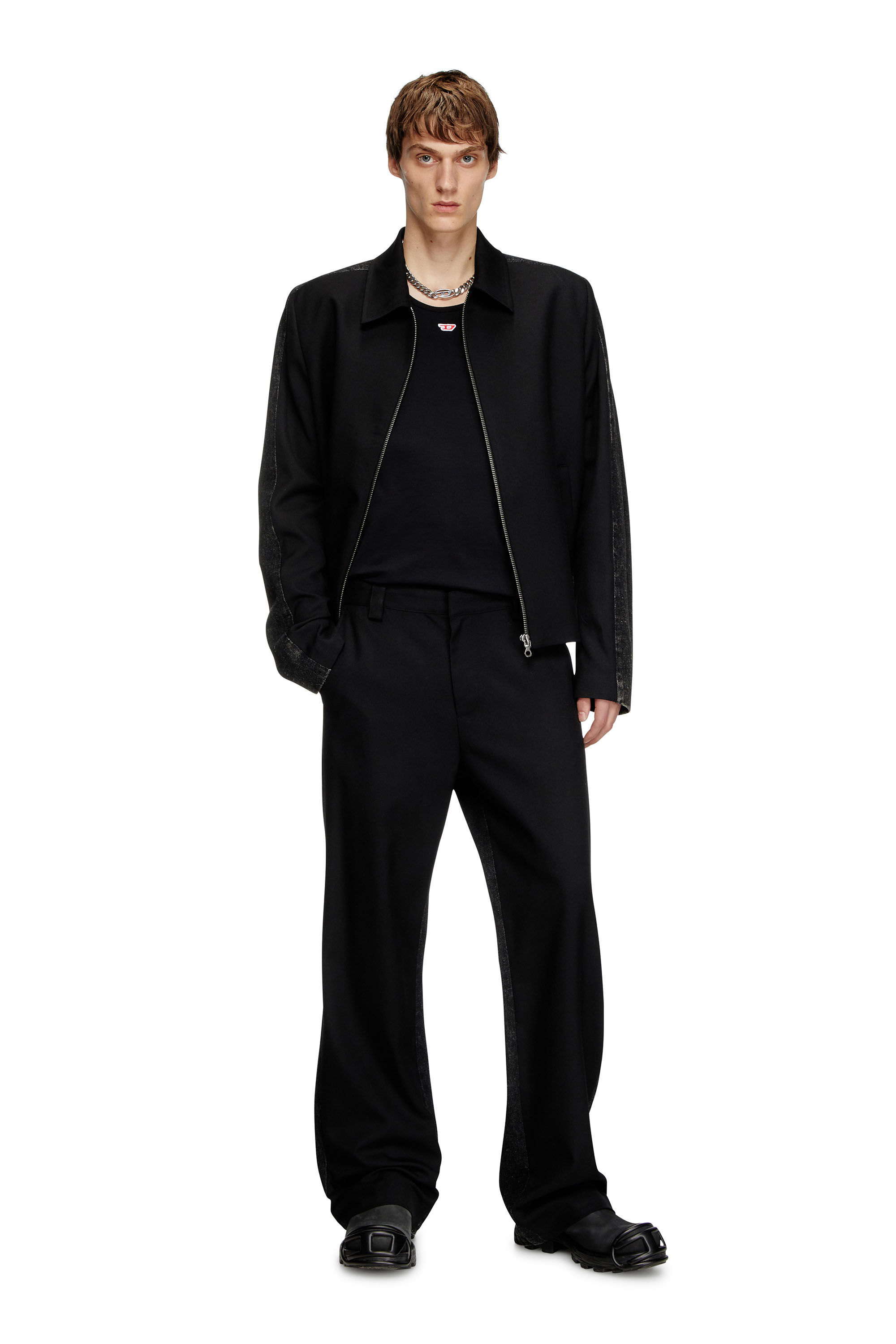 Diesel - P-WIRE-B, Male's Hybrid pants in twill and denim in Black - 1