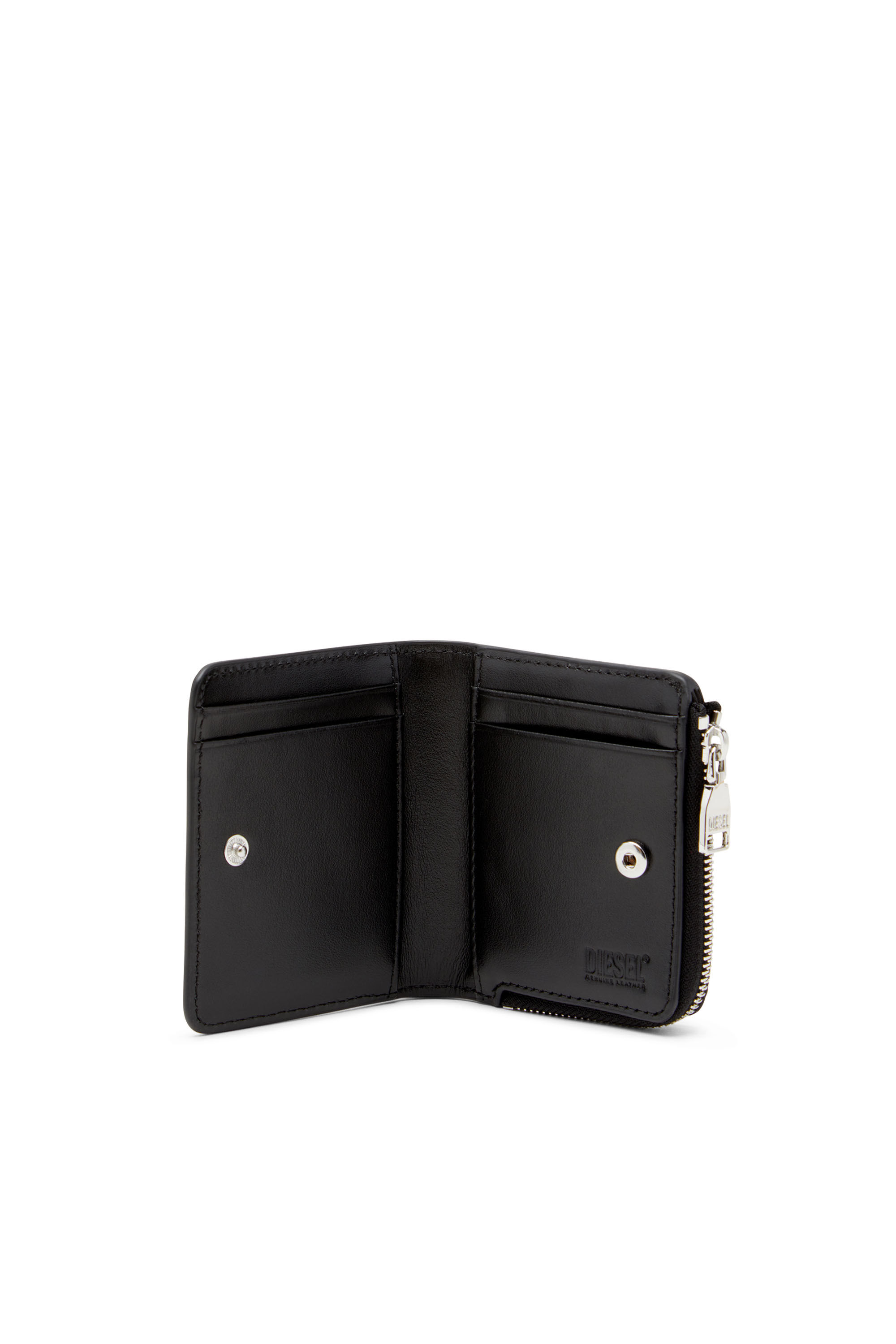 Diesel - PC MONOGRAM CARD HOLDER ZIP L, Male's Embossed leather card holder in Black - 3