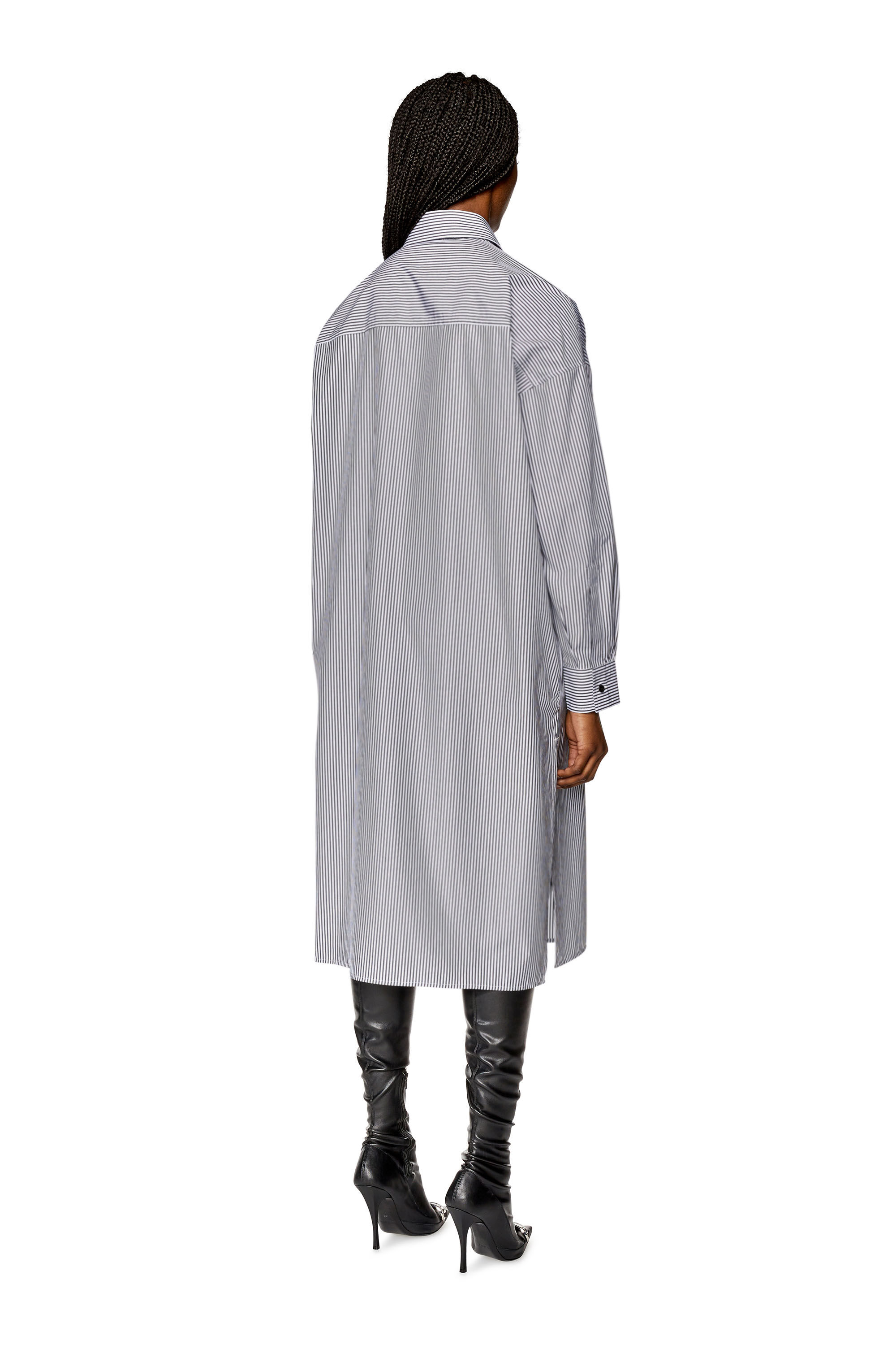 Women s Striped shirt dress with logo embroidery Multicolor Diesel