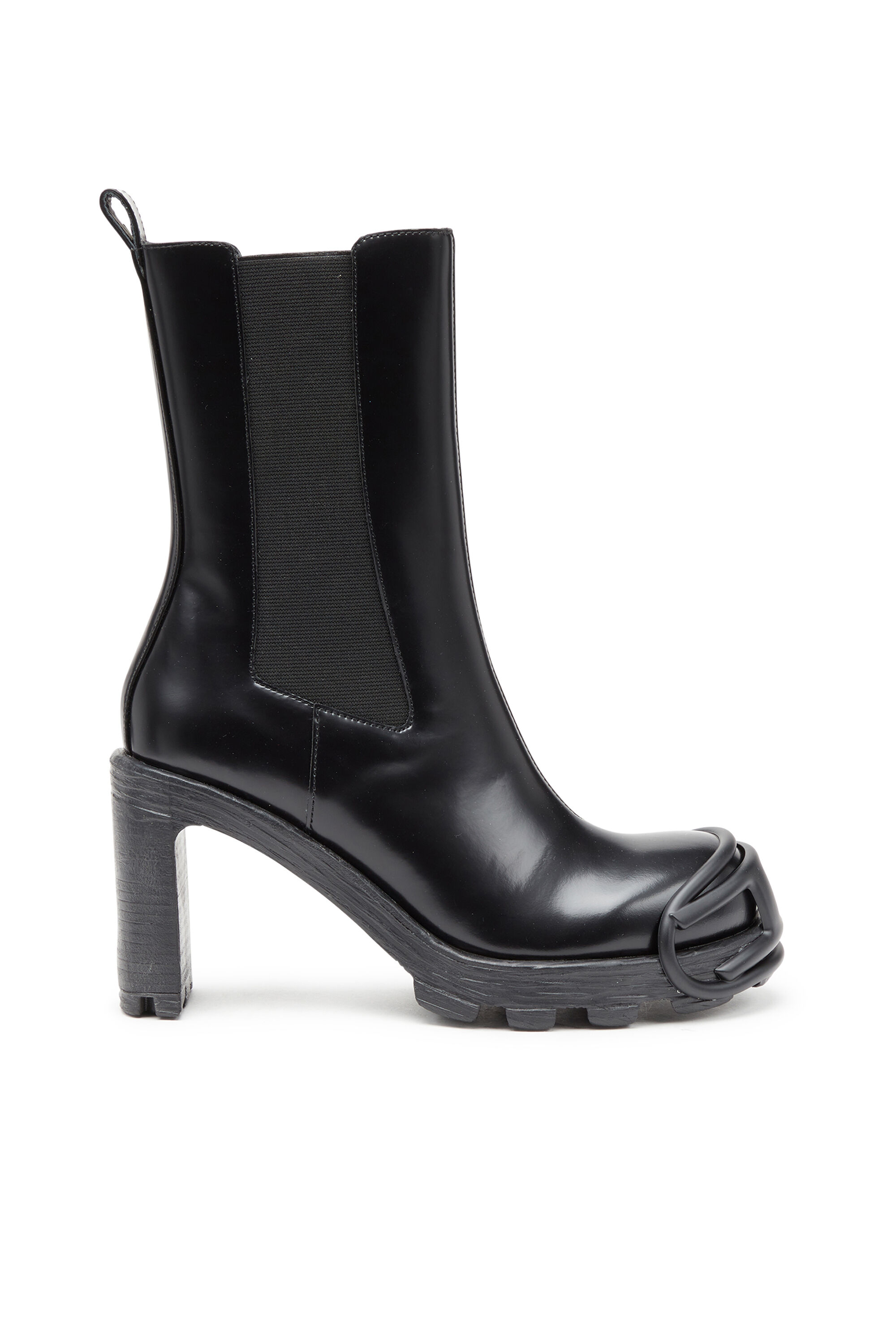 Women s D Hammer High heel boots with Oval D plaque Black Diesel