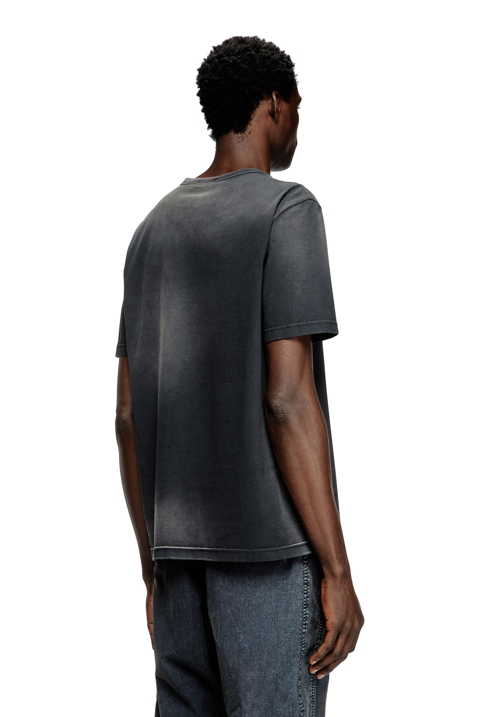 Diesel - T-ADJUST-T1, Male's Faded T-shirt with cut-out Oval D in Black - 4