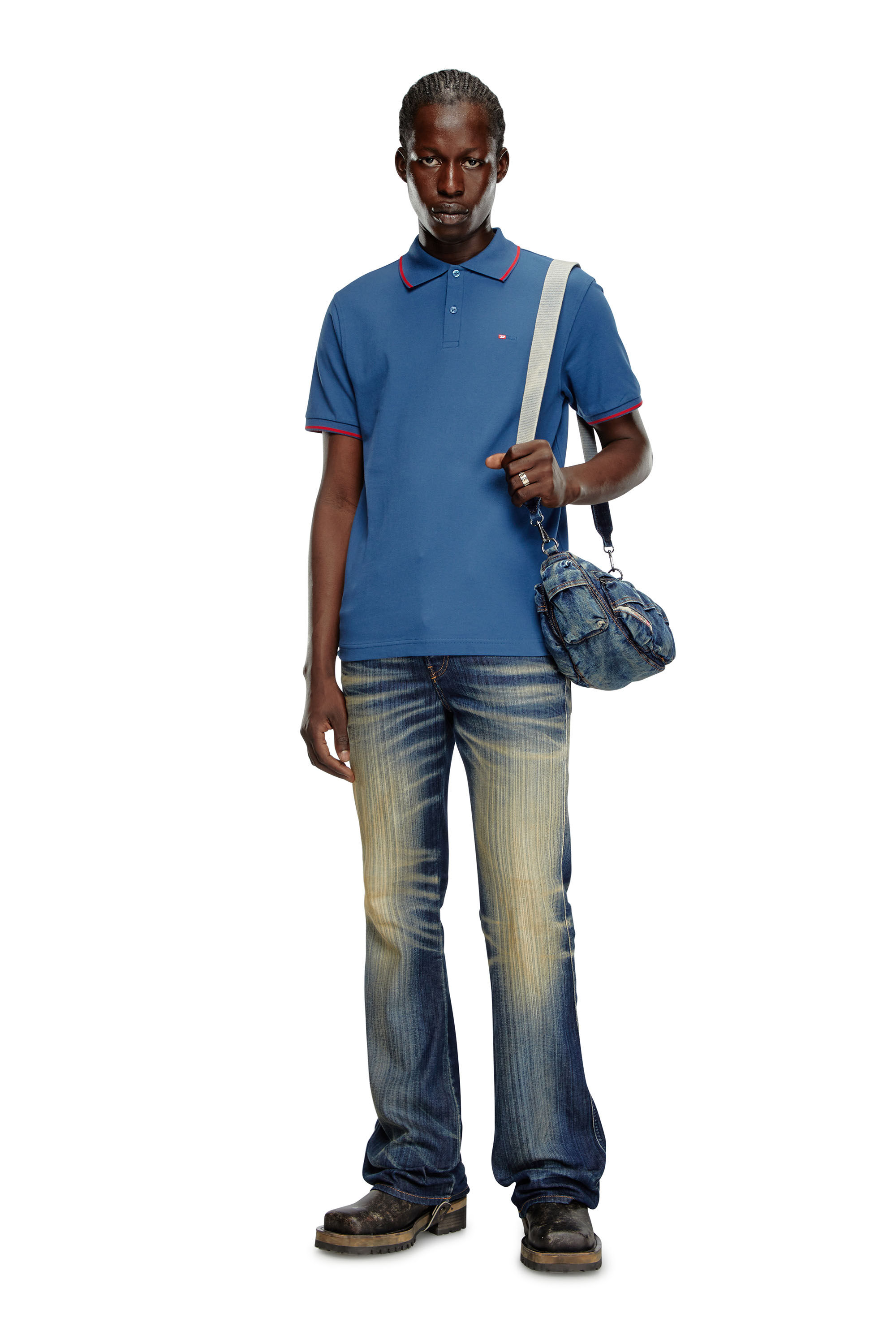 Diesel - T-FERRY-MICRODIV, Polo avec micro broderie Diesel Homme in Bleu - 1